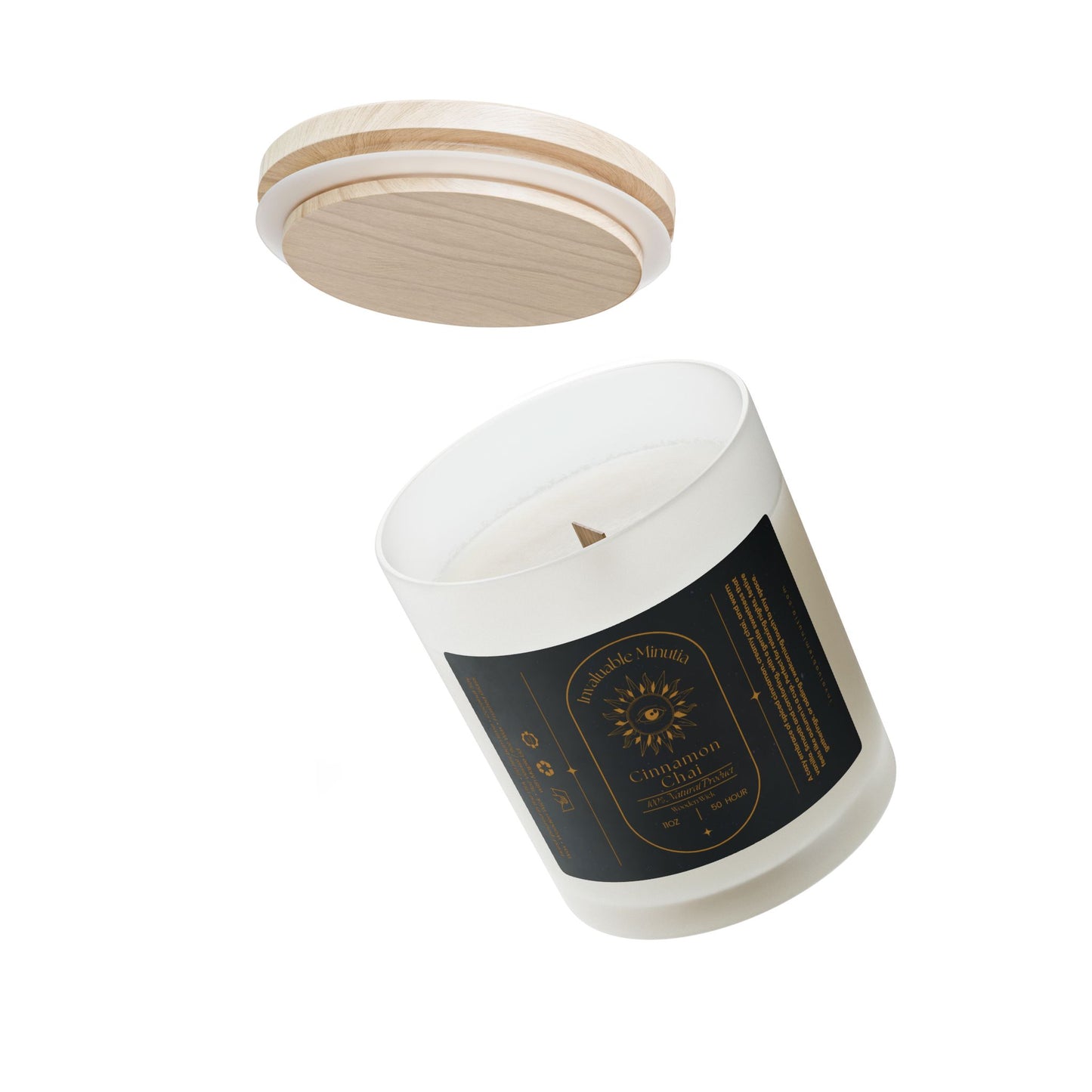 Cinnamon Chai Candle – Luxury Coconut-Soy, Wooden Wick, 11oz Frosted Glass (Free U.S. Shipping)