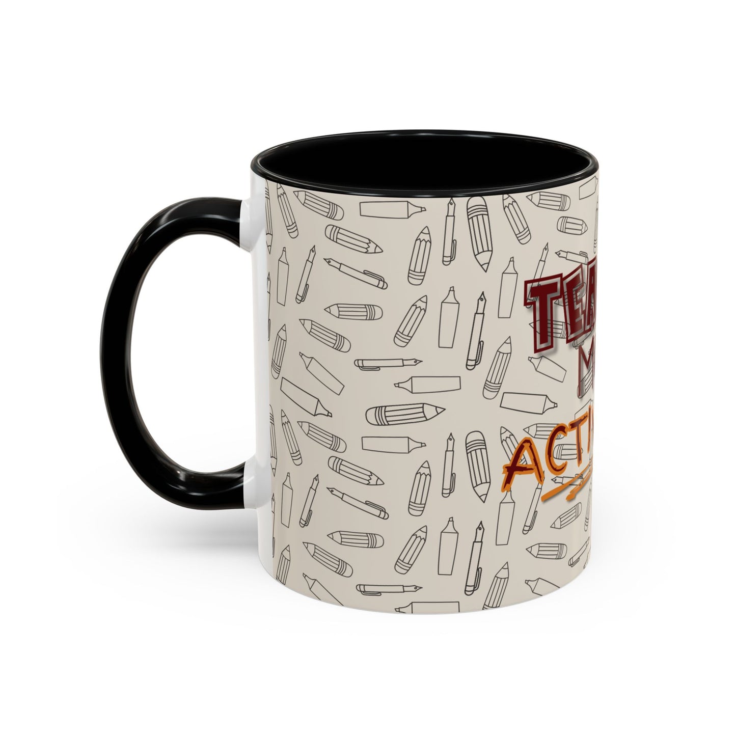 Funny Teacher Coffee Mug – Back to School Gift – “Teacher Mode Activated” – Color Accent 11oz 15oz – Classroom Decor – Durable Ceramic – Education Life