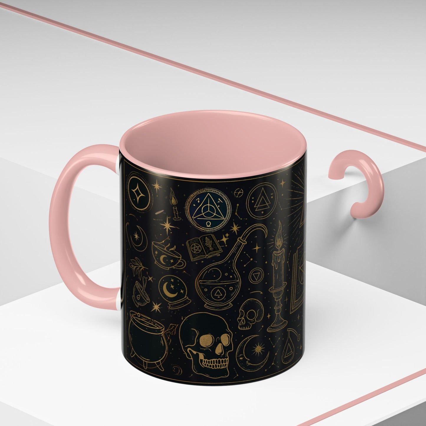 Witchy Aesthetic Coffee Mug โ 15oz Black & Purple Ceramic with Occult Symbols โ Goth Kitchen Decor, Halloween Gift Idea - 11oz/15oz