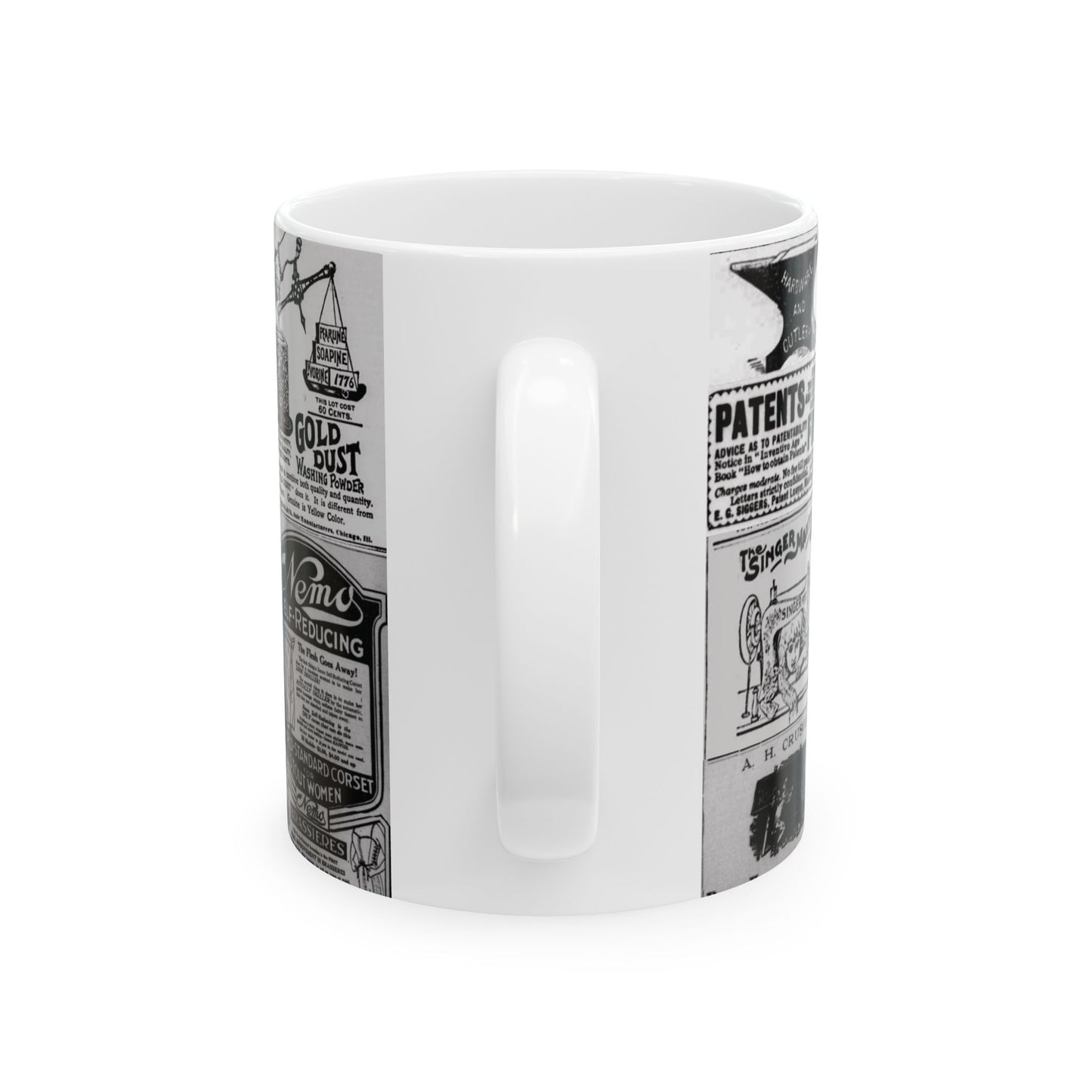 Occult Americana Coffee Tea Mug | 1800s Vintage Newspaper Ad Collage Ceramic Mug - 11oz and 15oz