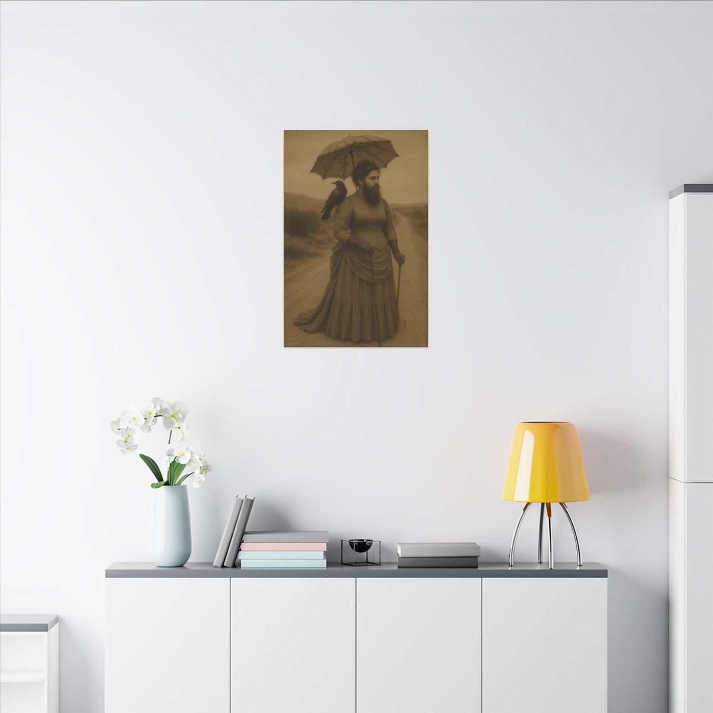 Bearded Lady with Crow β Matte Canvas Print (Gallery-Wrapped) 0.75"