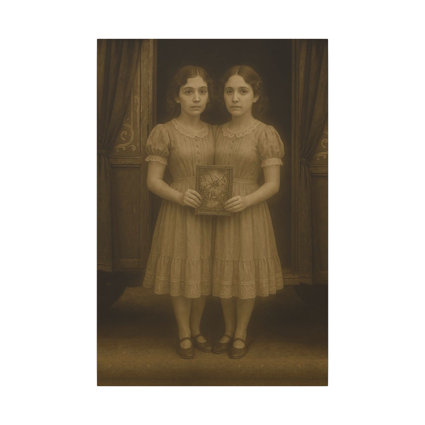 Conjoined Twins – Matte Canvas Print (Gallery-Wrapped) 0.75" – Vintage Circus-Inspired Canvas Wall Art