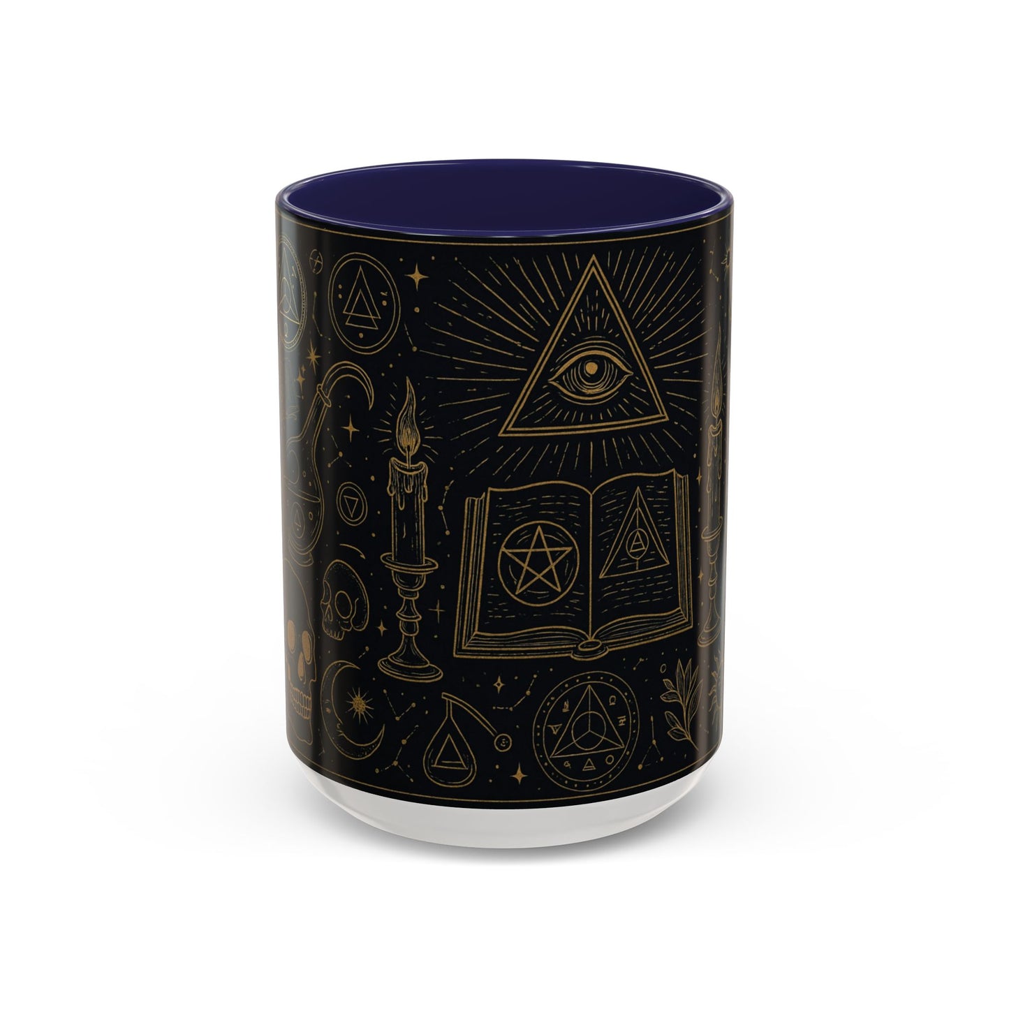 Witchy Aesthetic Coffee Mug โ 15oz Black & Purple Ceramic with Occult Symbols โ Goth Kitchen Decor, Halloween Gift Idea - 11oz/15oz