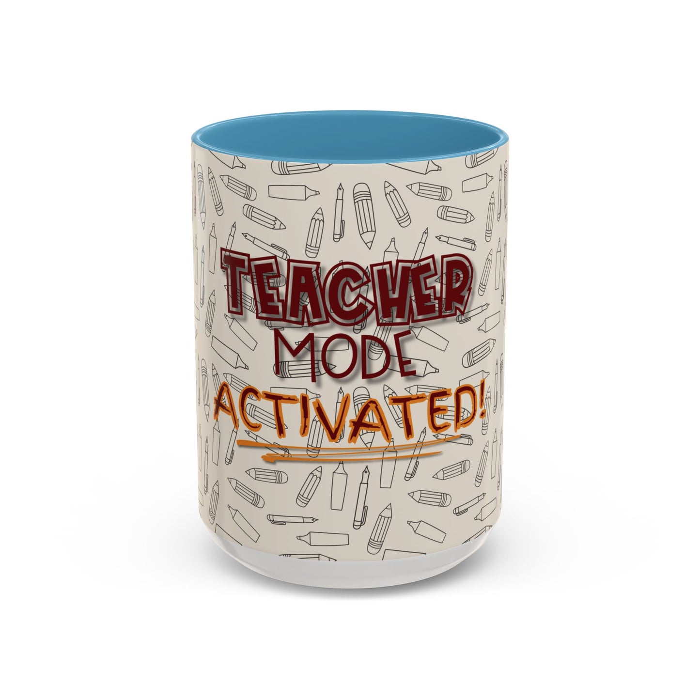 Funny Teacher Coffee Mug – Back to School Gift – “Teacher Mode Activated” – Color Accent 11oz 15oz – Classroom Decor – Durable Ceramic – Education Life
