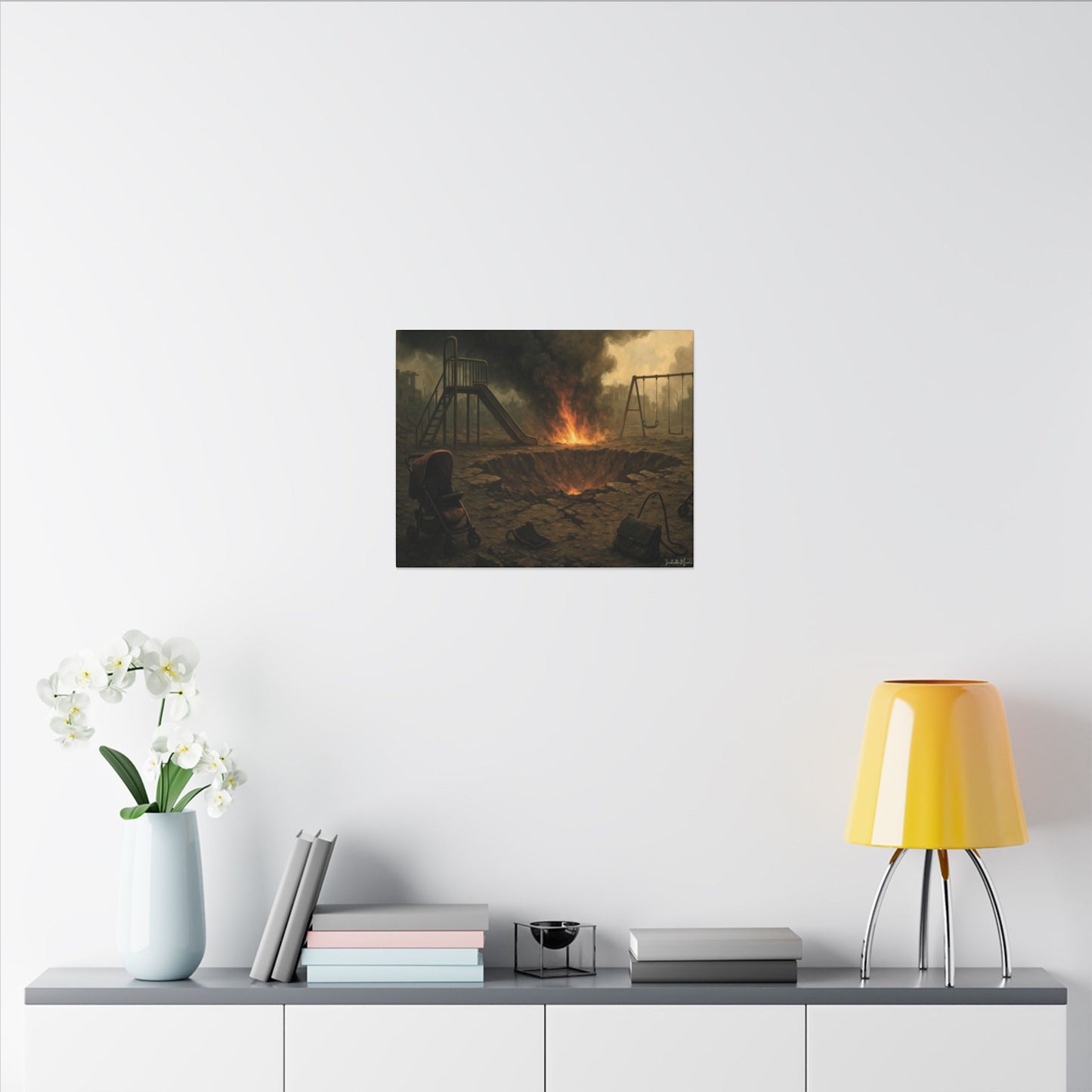 Apocalyptic Playground Canvas Print – Dark Surreal Landscape Wall Art – Post-Apocalyptic Home Décor