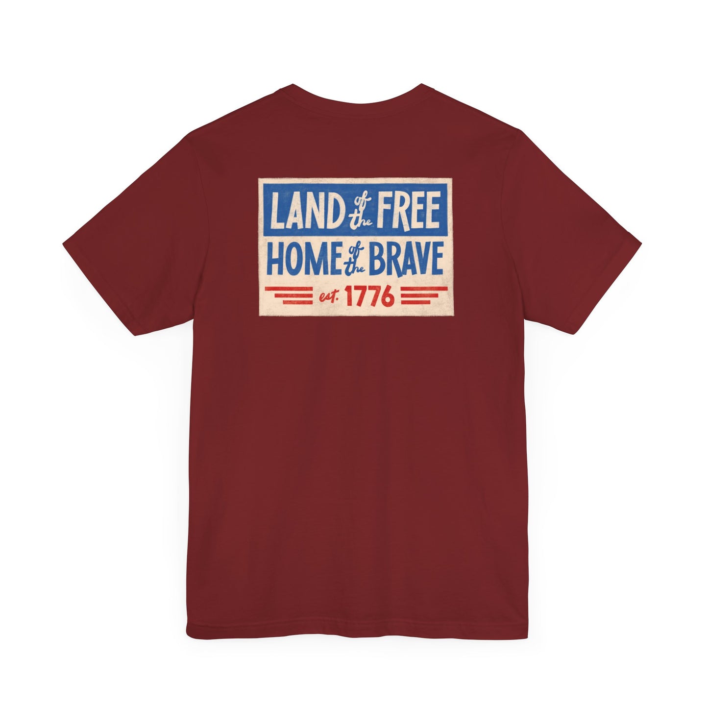 Happy 4th / Land of the Free Tee – Dual-Sided Print – Unisex Bella + Canvas Jersey T-Shirt