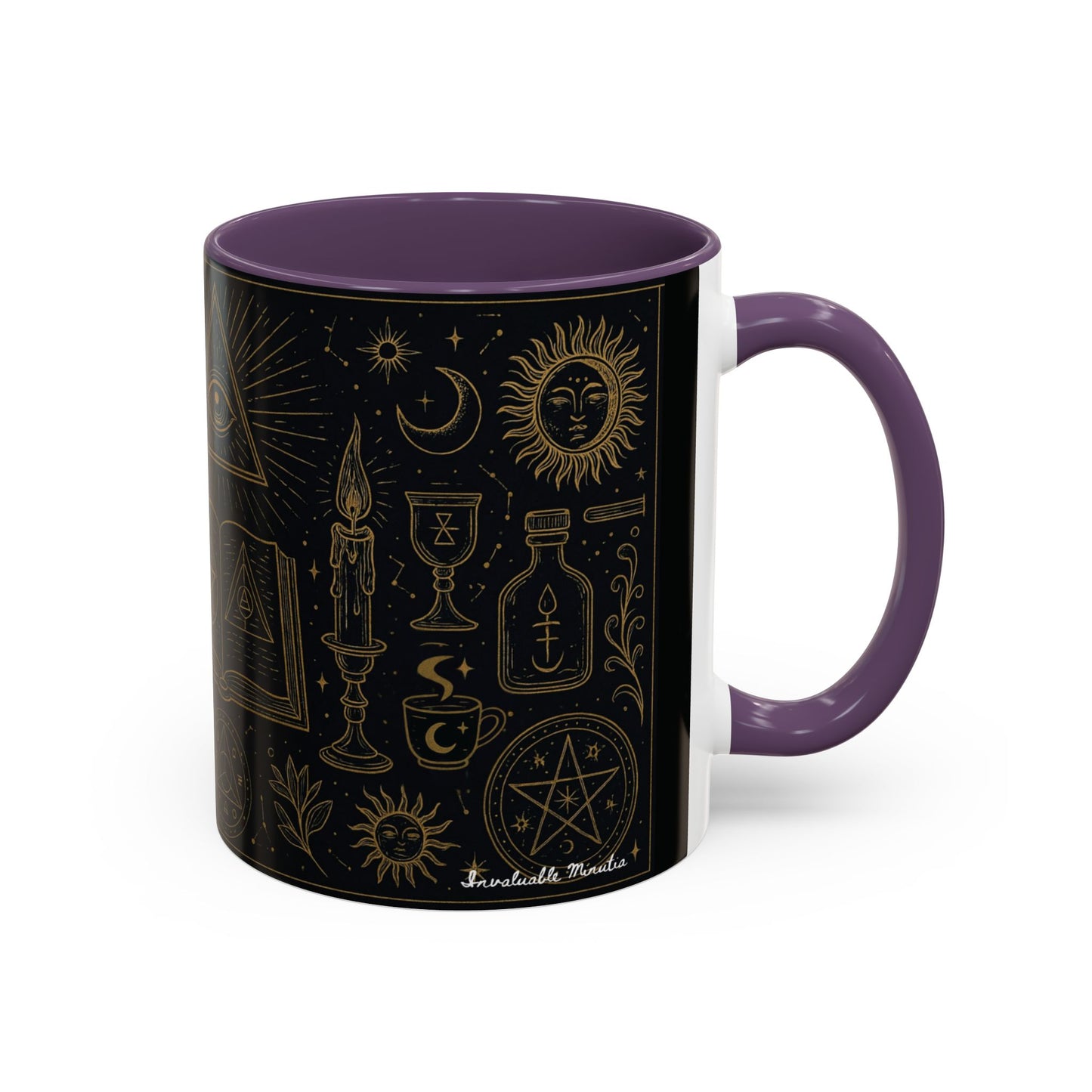 Witchy Aesthetic Coffee Mug โ 15oz Black & Purple Ceramic with Occult Symbols โ Goth Kitchen Decor, Halloween Gift Idea - 11oz/15oz