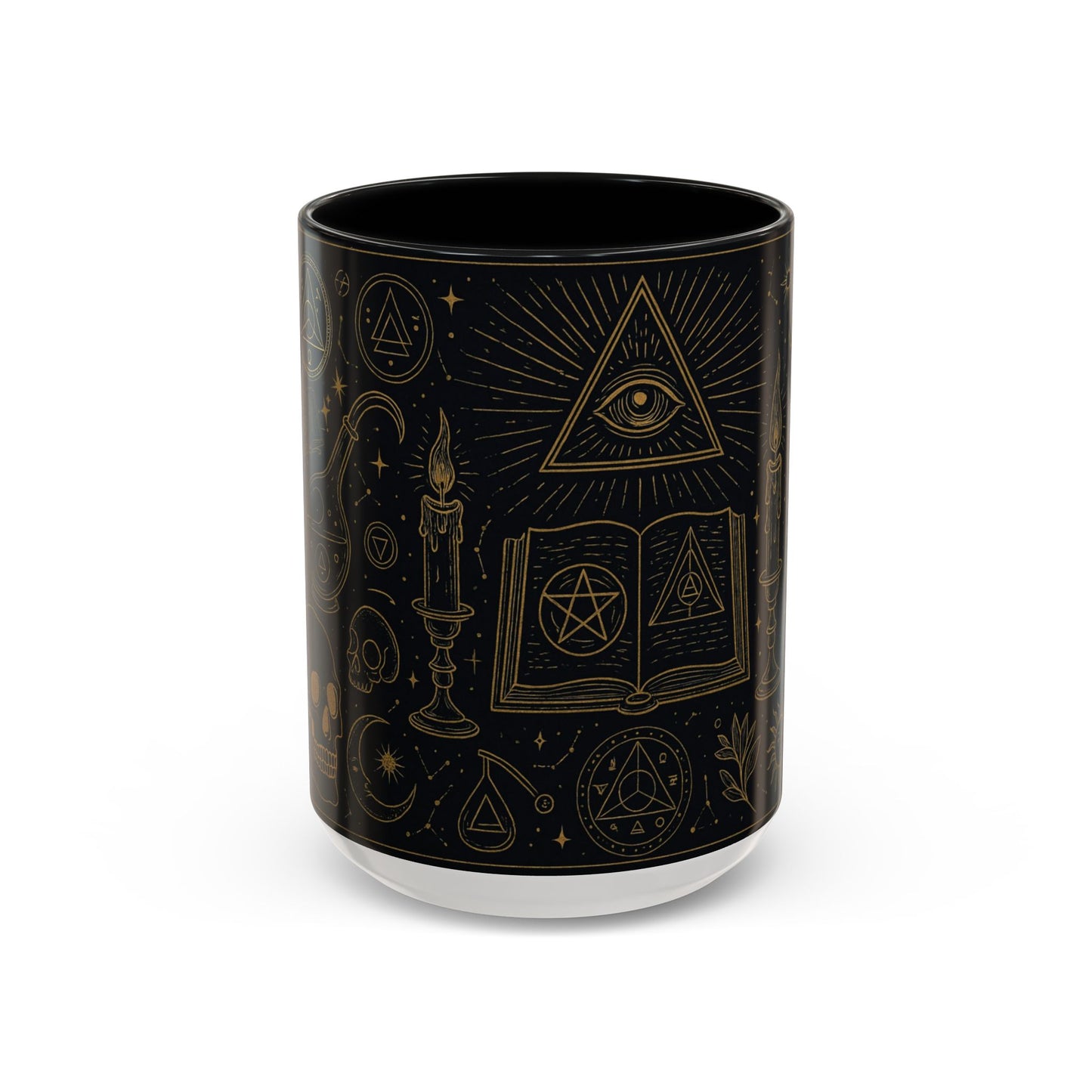 Witchy Aesthetic Coffee Mug โ 15oz Black & Purple Ceramic with Occult Symbols โ Goth Kitchen Decor, Halloween Gift Idea - 11oz/15oz