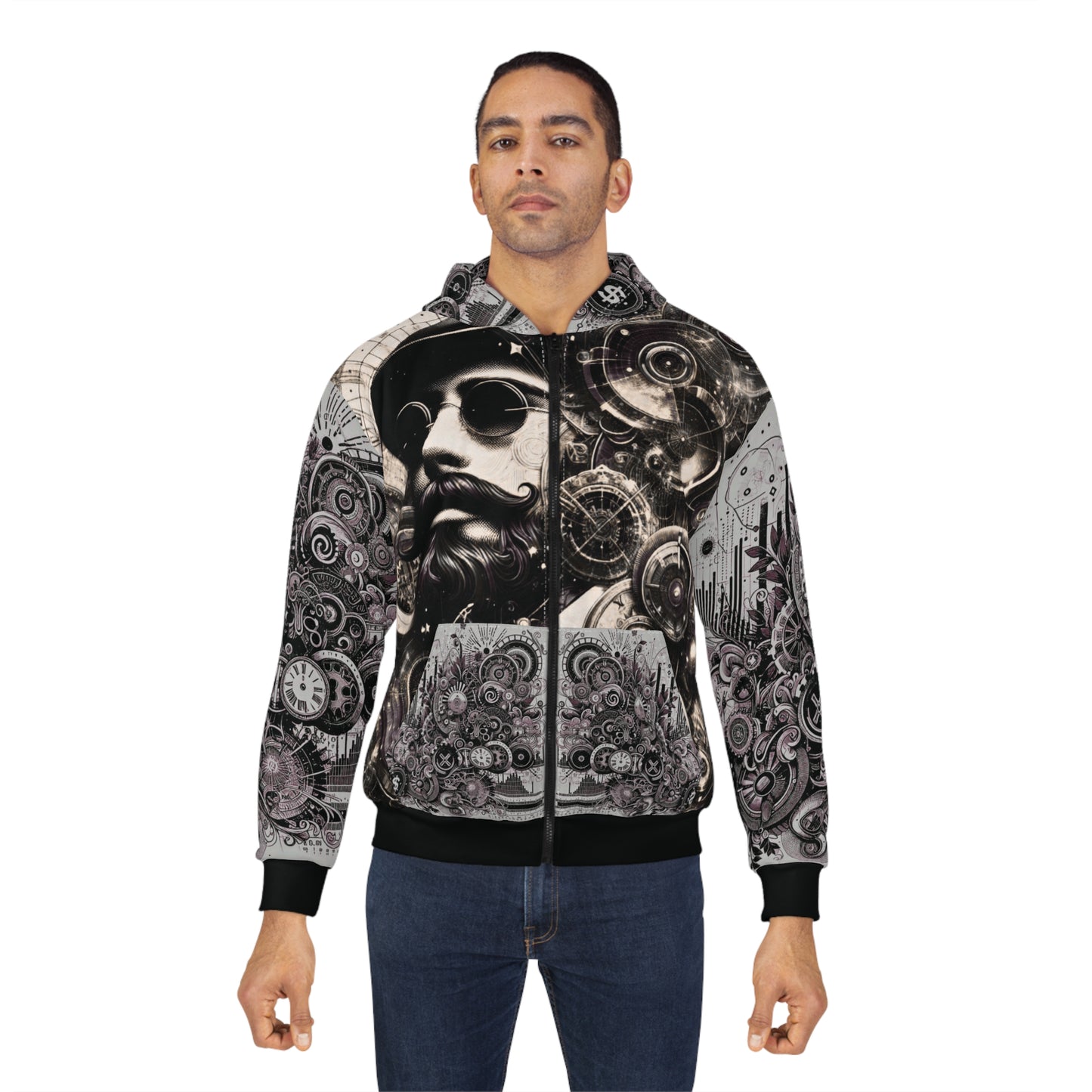 Cyber-Victorian Inventor — Steampunk AOP Zip-Up Hoodie