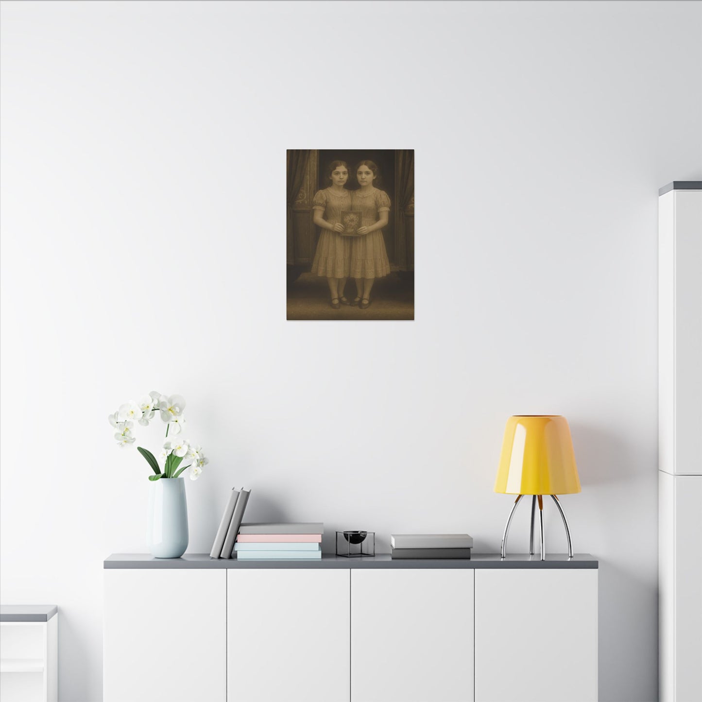 Conjoined Twins – Matte Canvas Print (Gallery-Wrapped) 0.75" – Vintage Circus-Inspired Canvas Wall Art
