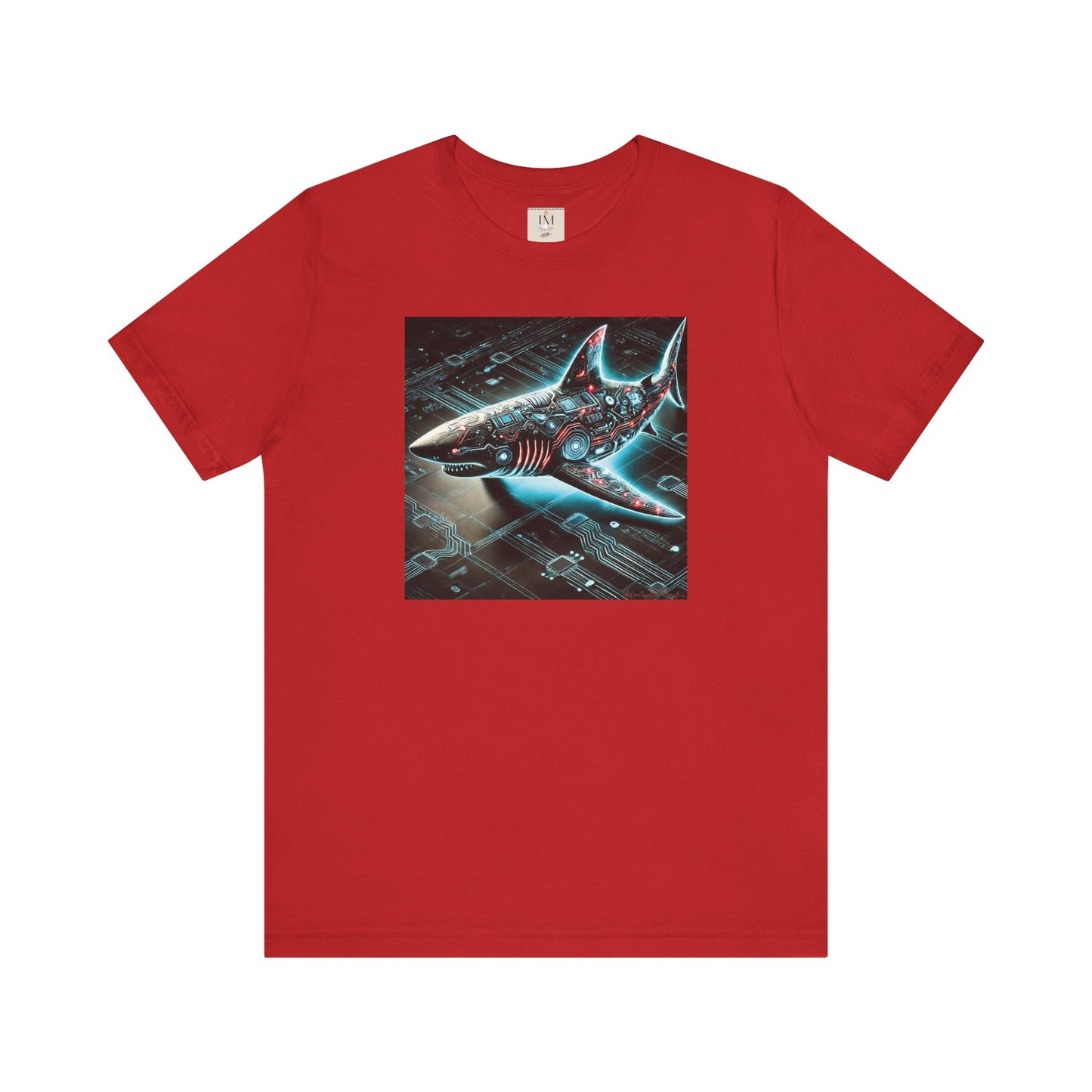 Cyber Shark Unisex Jersey Tee - Futuristic Ocean Design Tech T-Shirt