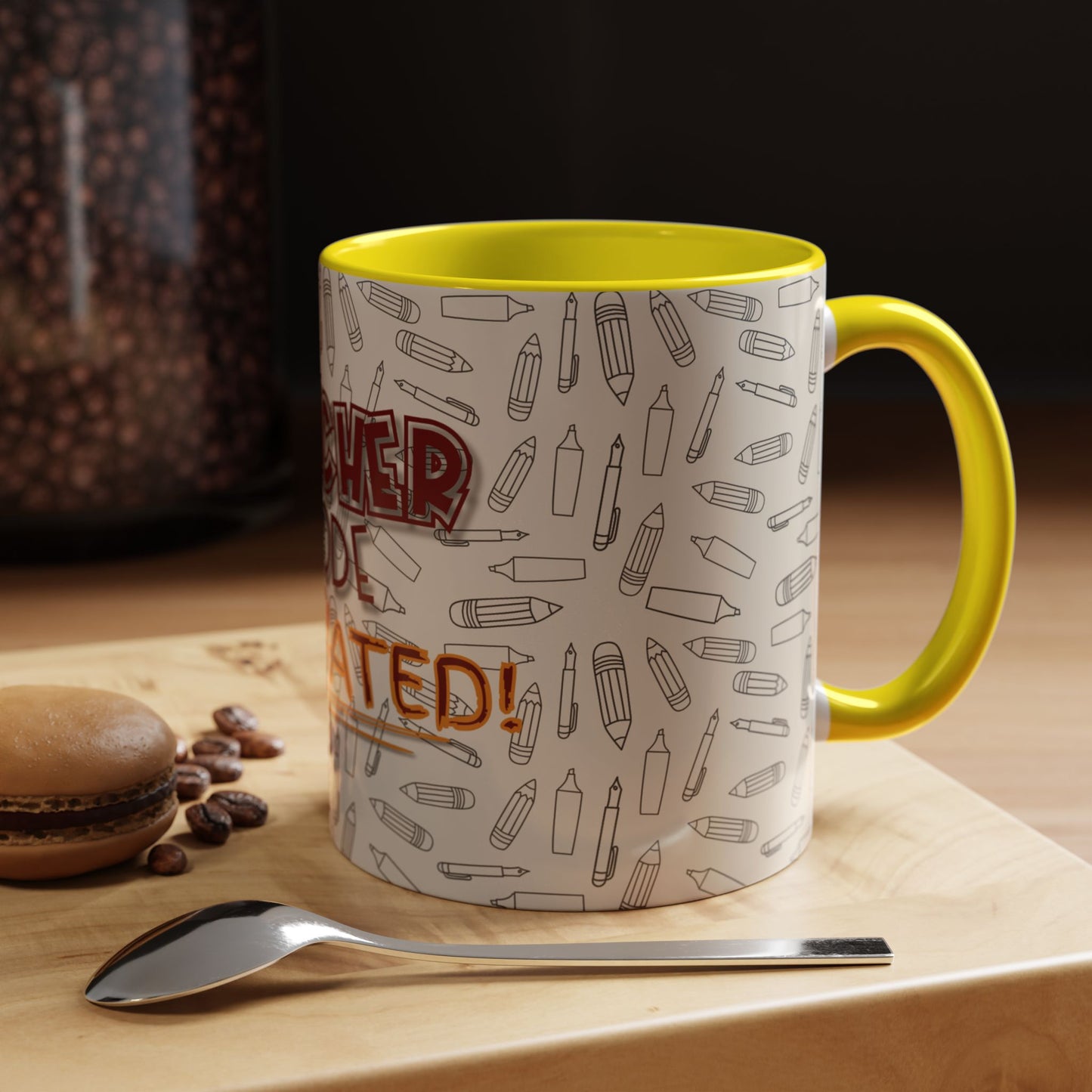 Funny Teacher Coffee Mug – Back to School Gift – “Teacher Mode Activated” – Color Accent 11oz 15oz – Classroom Decor – Durable Ceramic – Education Life