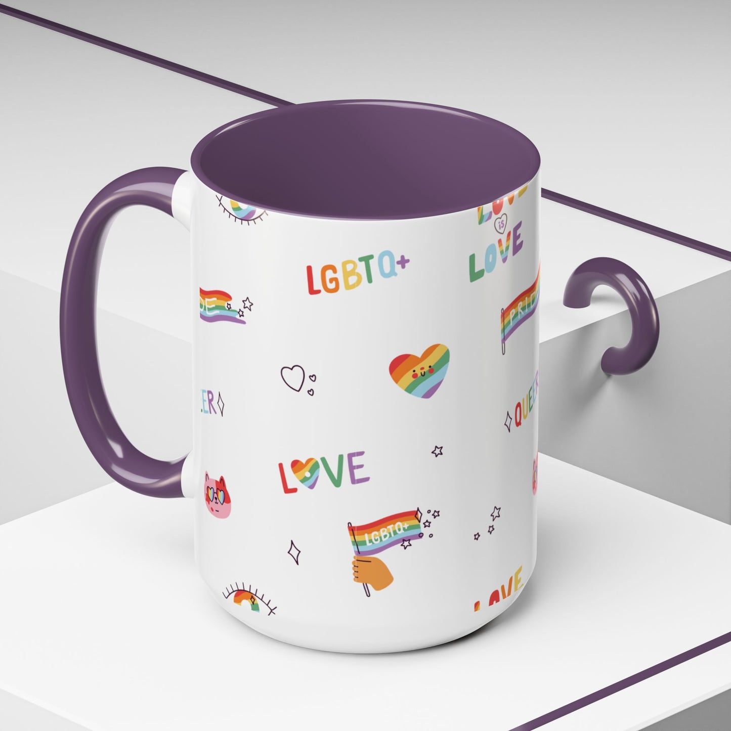 Minimalist Pride Accent Mug | LGBTQ+ Love Ceramic Cup | 11oz & 15oz