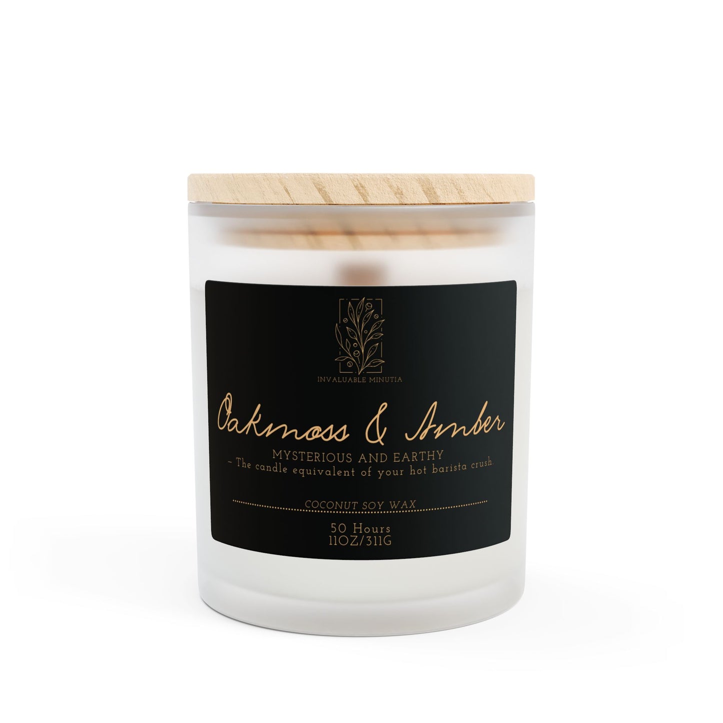 11oz Frosted Glass Natural Soy Wax Candle with Wooden Wick – Available in 9 Scents