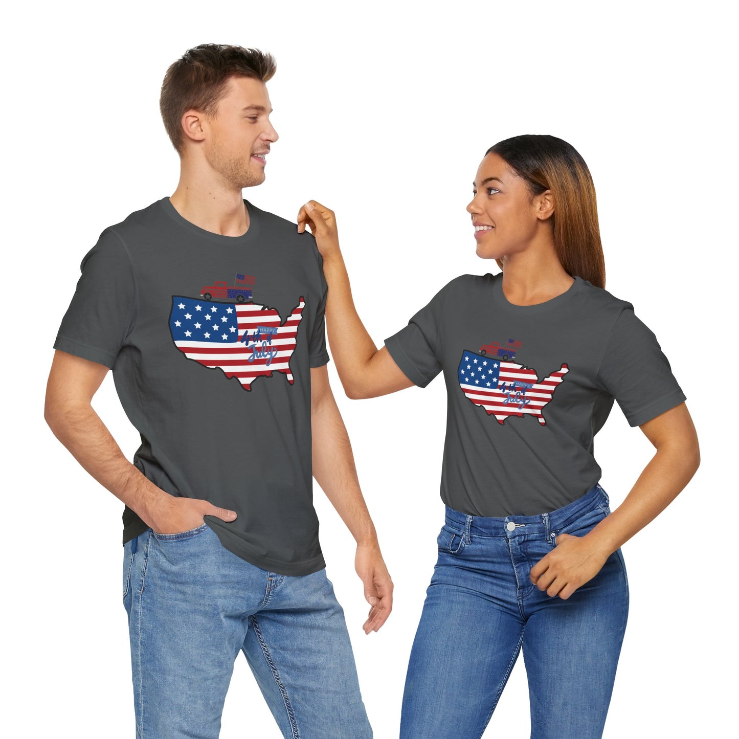 All-American USA Map & Truck Tee β Unisex Bella+Canvas Jersey Tee - 4th of July T-Shirt