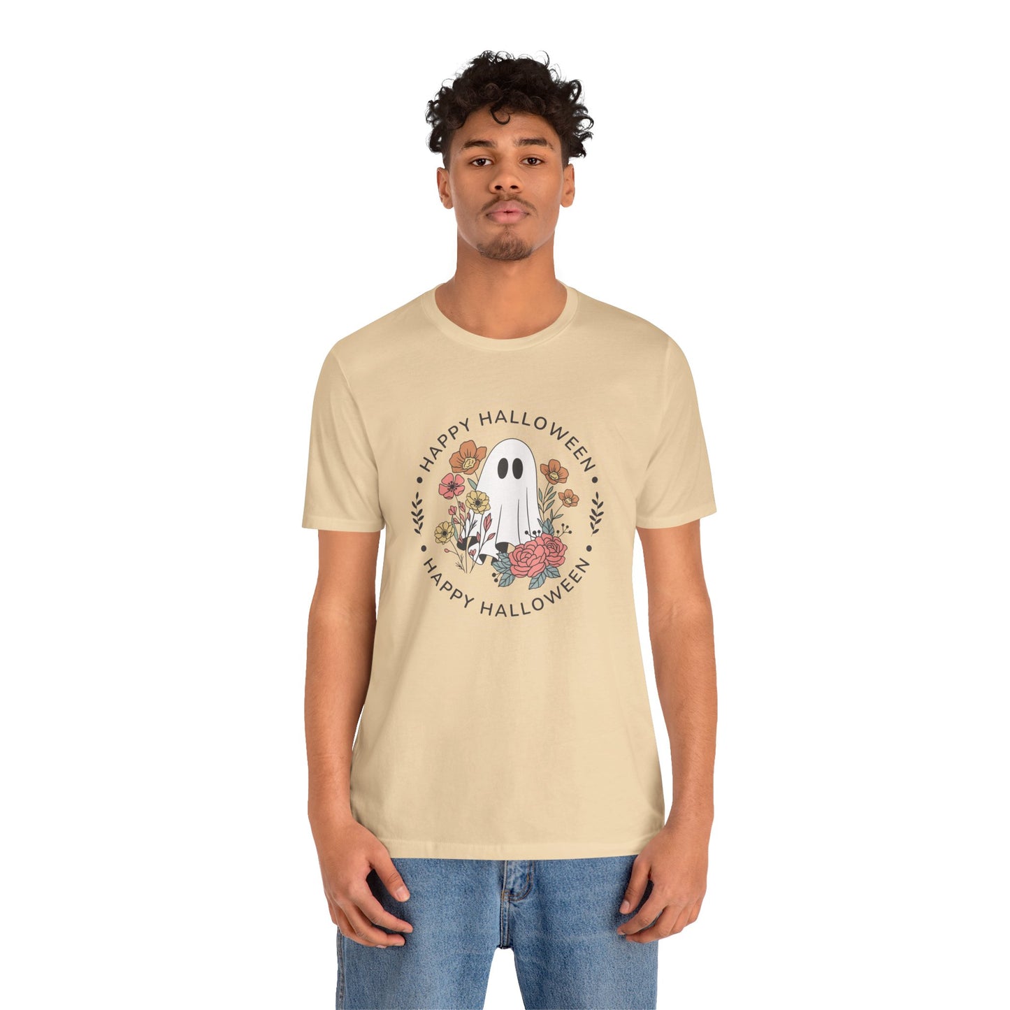 Happy Halloween Floral Ghost Tee – Bella+Canvas 3001