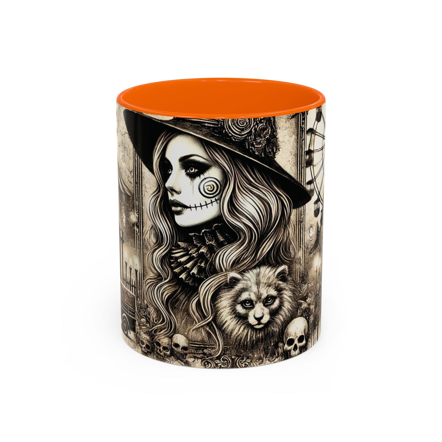 Creepy Circus Witch Mug | Vintage Halloween Accent Coffee Mug (11oz/15oz)