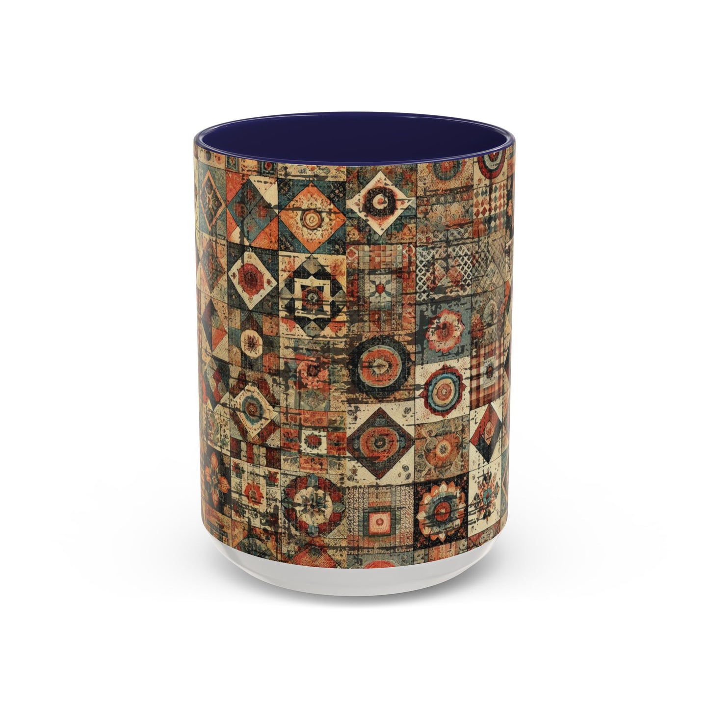 Boho Patchwork Quilt Mug | Vintage Accent Coffee Mug (11oz/15oz)