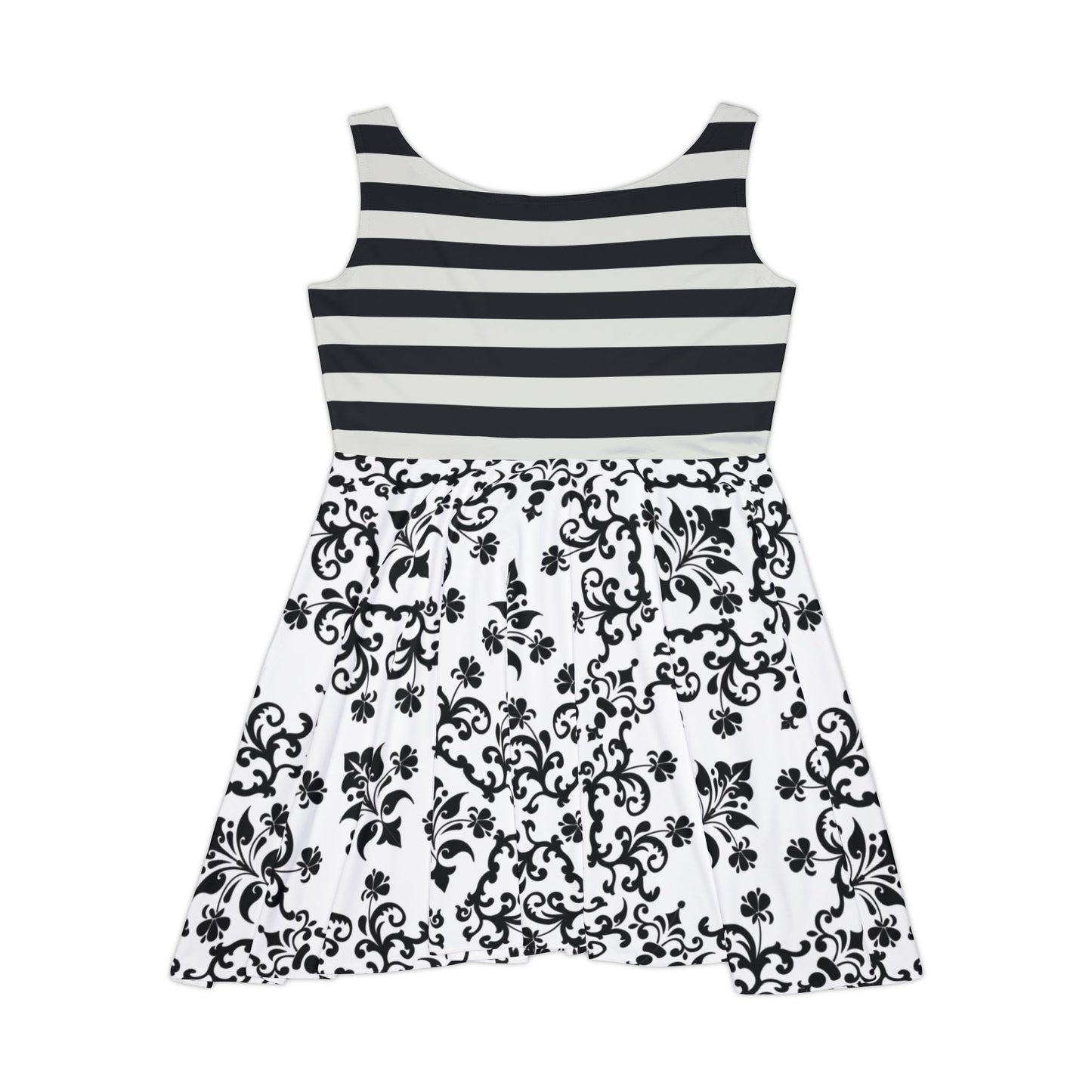 Bold Black & White Baroque Stripe Skater Dress – Retro Gothcore Summer Staple Skater Dress