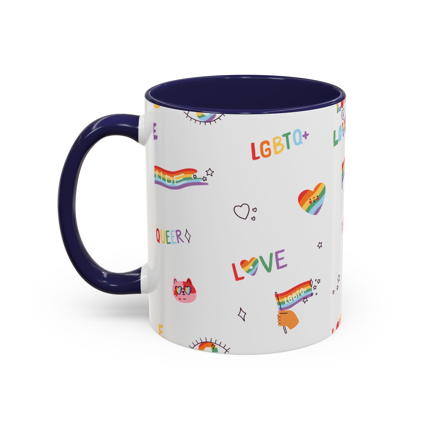Minimalist Pride Accent Mug | LGBTQ+ Love Ceramic Cup | 11oz & 15oz