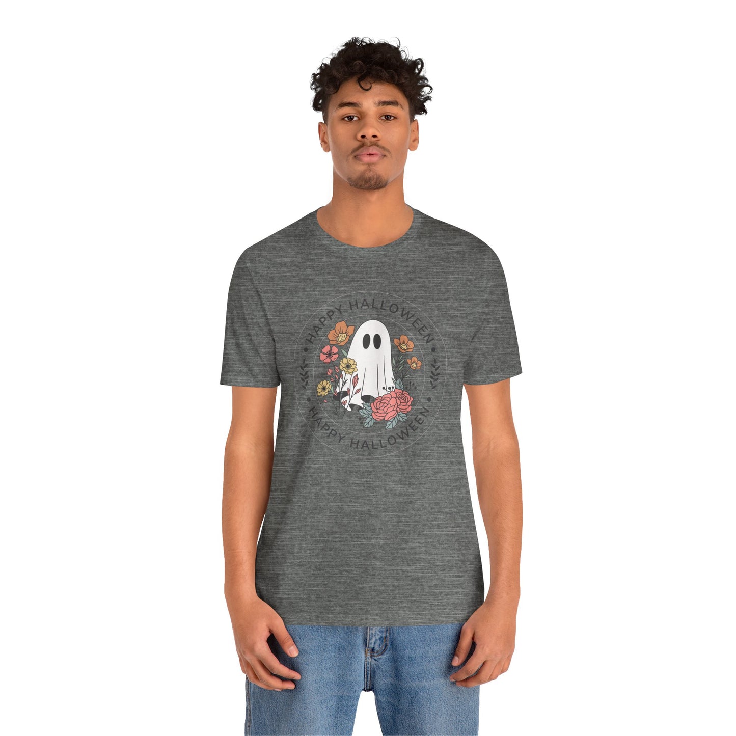 Happy Halloween Floral Ghost Tee – Bella+Canvas 3001