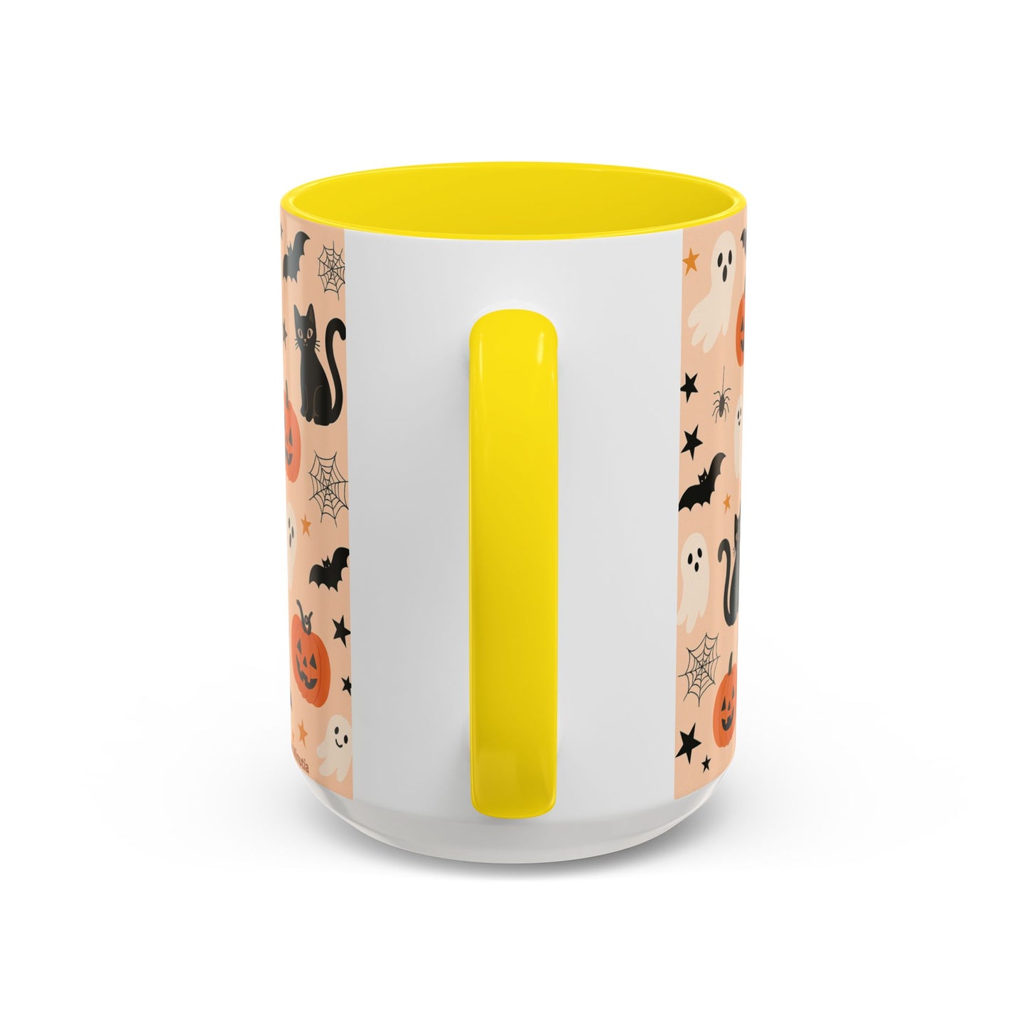 Halloween Color Accent Mug β Ghosts, Pumpkins & Black Cats, Fall Coffee Cup (11oz & 15oz) β Boutique Spooky Season Drinkware