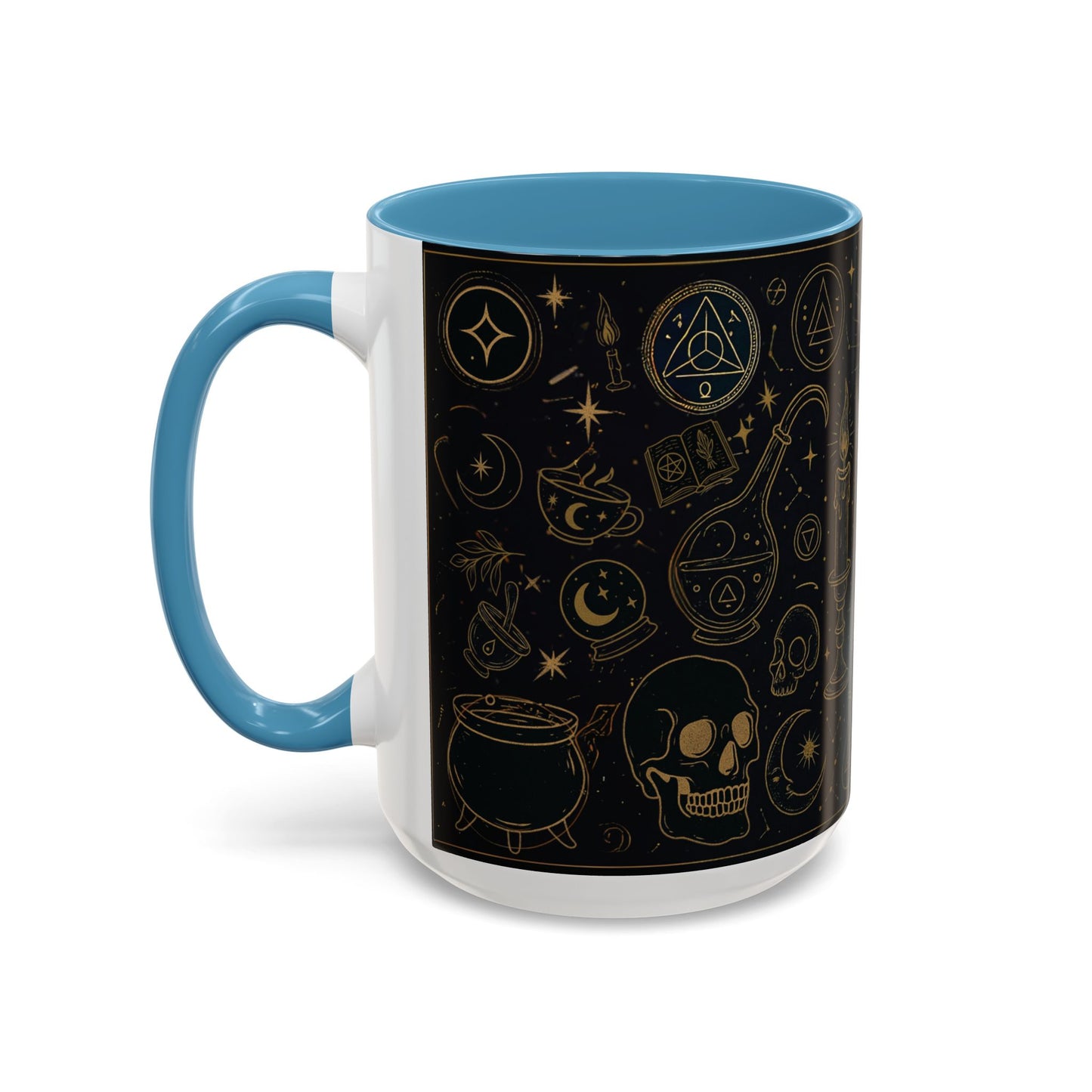Witchy Aesthetic Coffee Mug โ 15oz Black & Purple Ceramic with Occult Symbols โ Goth Kitchen Decor, Halloween Gift Idea - 11oz/15oz