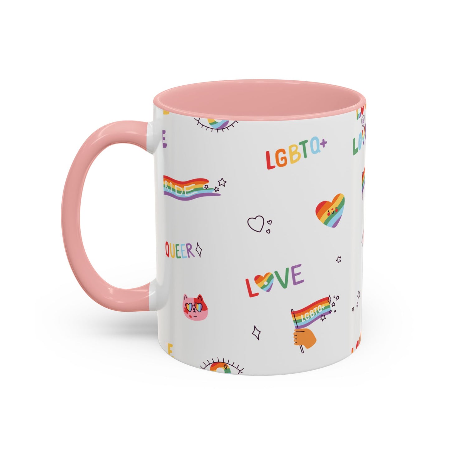 Minimalist Pride Accent Mug | LGBTQ+ Love Ceramic Cup | 11oz & 15oz