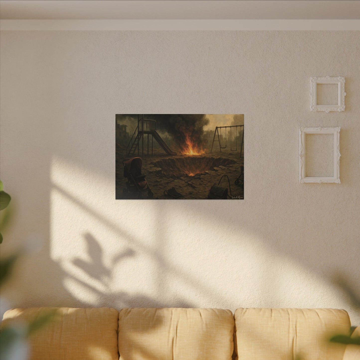 Apocalyptic Playground Canvas Print – Dark Surreal Landscape Wall Art – Post-Apocalyptic Home Décor