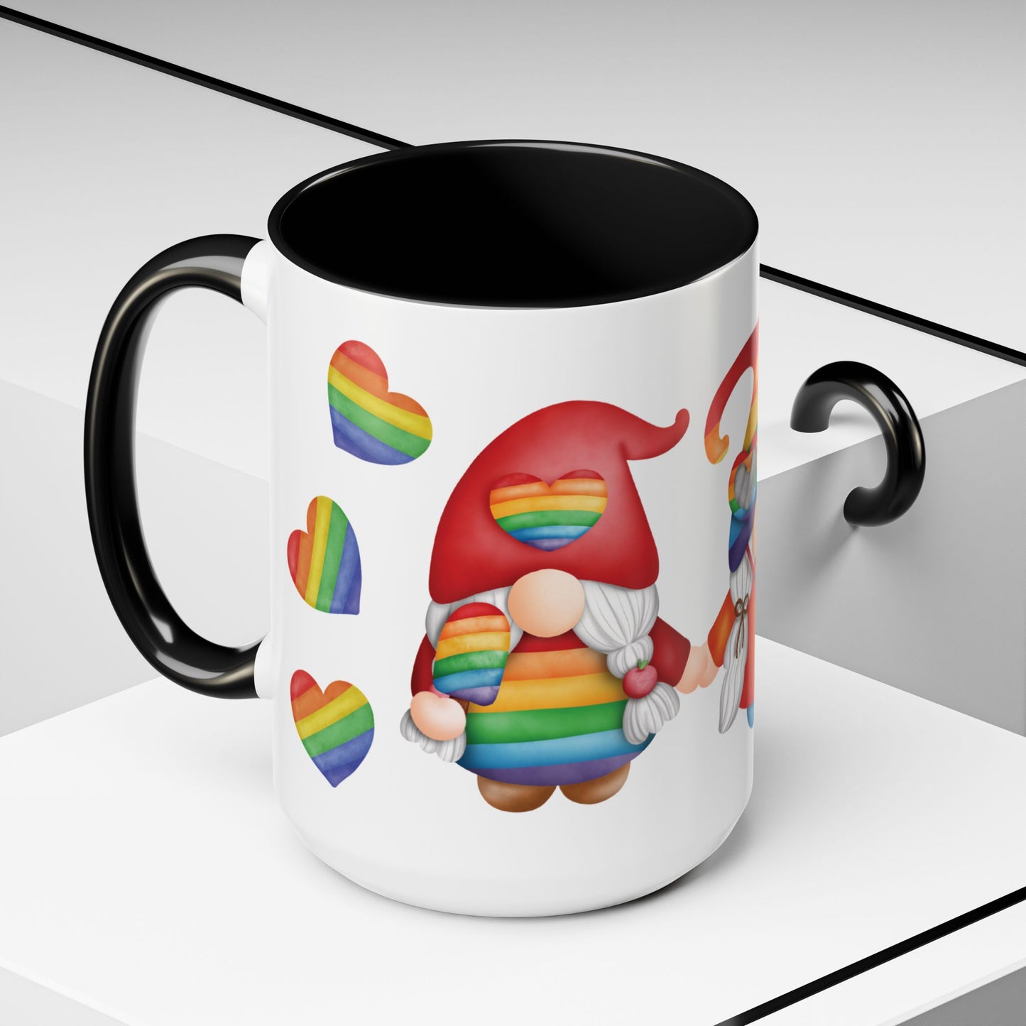 Pride Gnome Accent Mug | Rainbow Love Coffee Cup | 11oz & 15oz