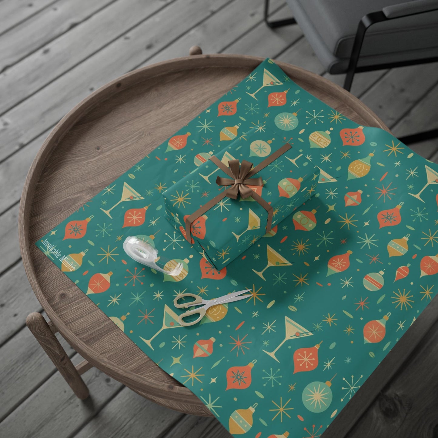 Atomic Christmas Cocktail – Mid-Century Holiday Wrapping Paper, Retro Martini Gift Wrap, 30" Roll (Matte/Gloss)