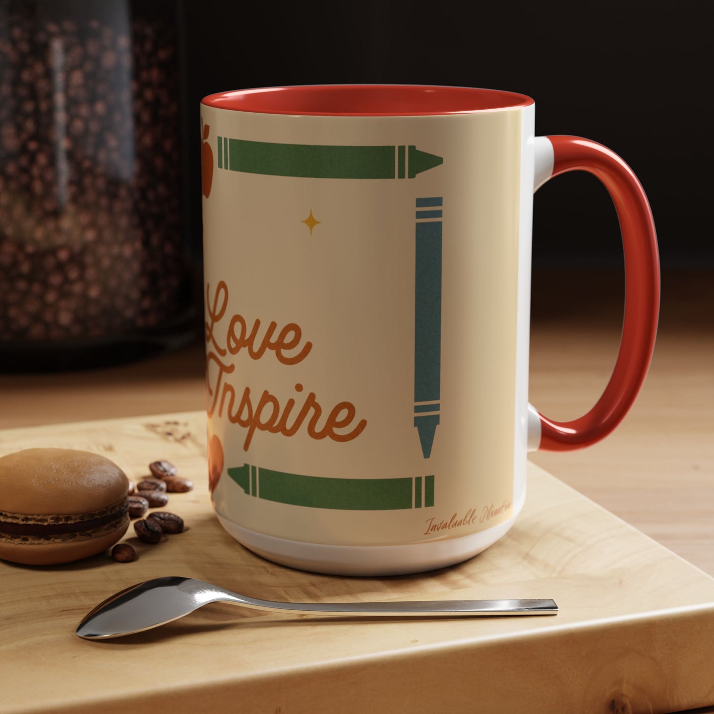 Teach Love Inspire Color Accent Mug (11oz/15oz) – Teacher Gift • Back to School • Durable Ceramic, Dishwasher & Microwave Safe