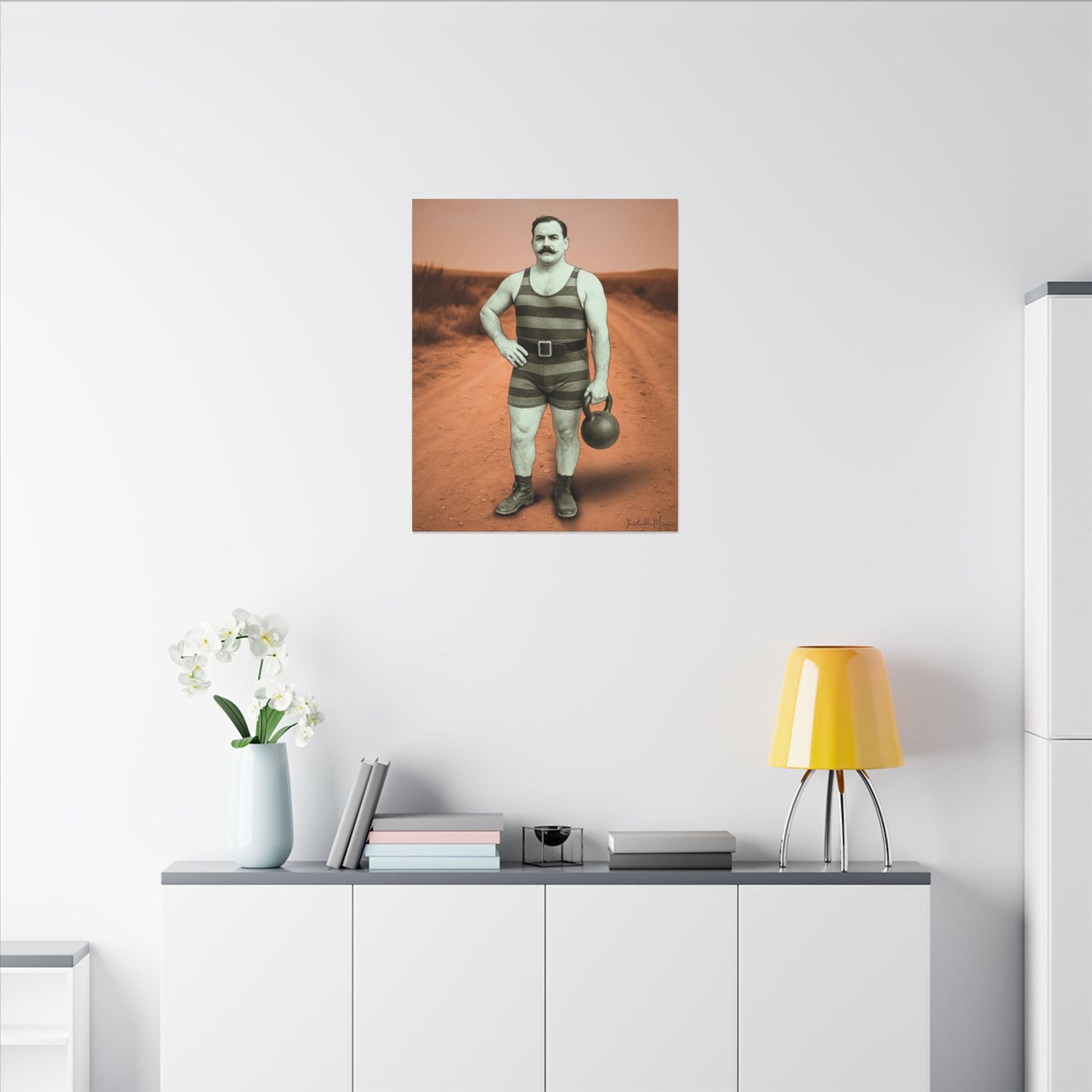 The Strongman – Matte Canvas Print (Gallery-Wrapped) 0.75" – Vintage Circus-Inspired Canvas Wall Art