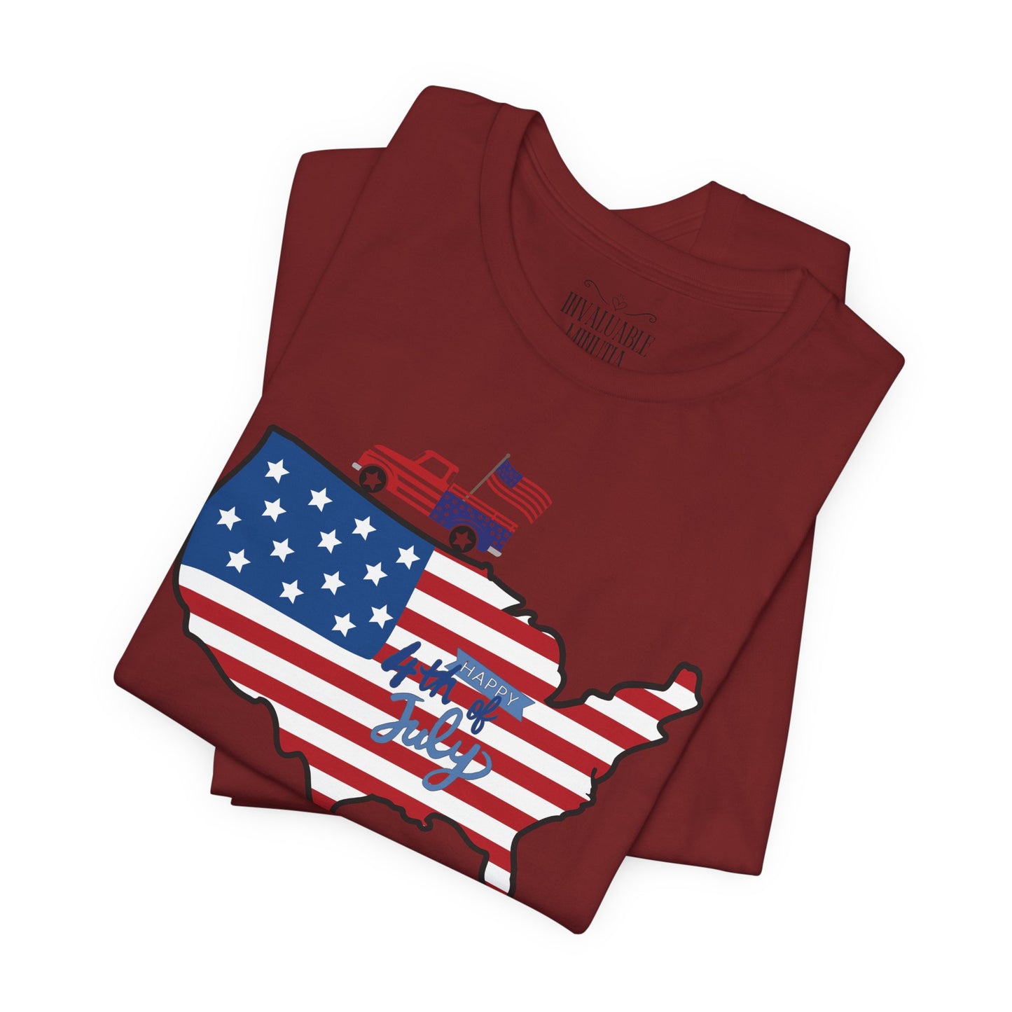 All-American USA Map & Truck Tee β Unisex Bella+Canvas Jersey Tee - 4th of July T-Shirt