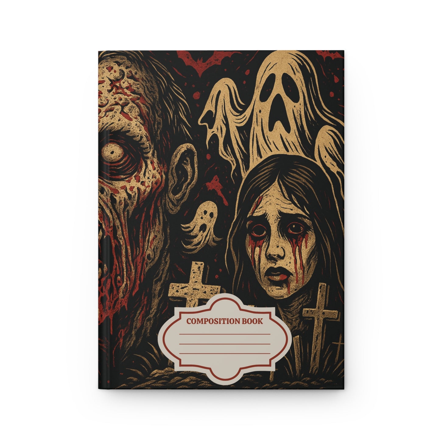 Hardcover Journal – Horror, Creepy Zombie, Ghosts & Graveyard Art | Matte Composition Notebook