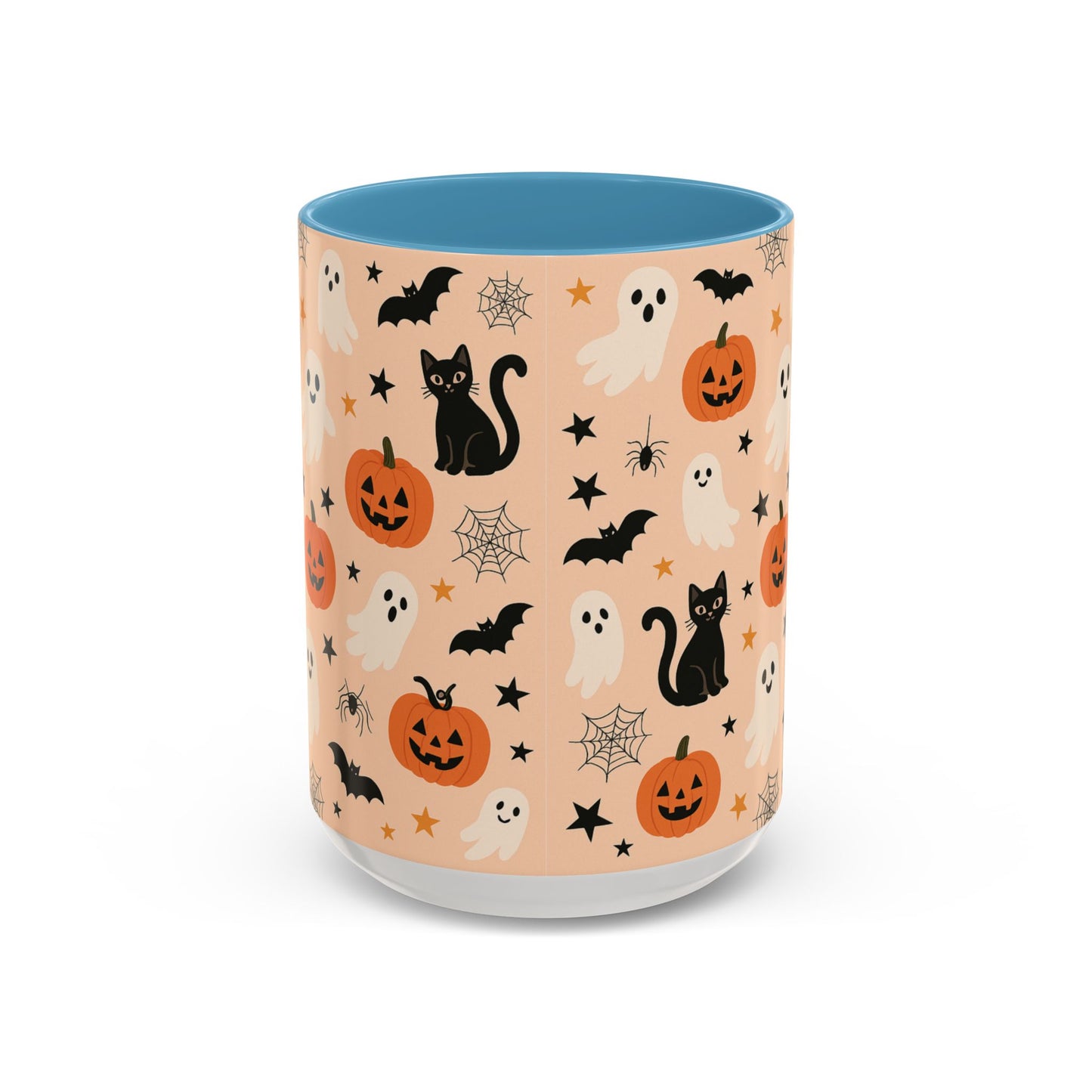 Halloween Color Accent Mug β Ghosts, Pumpkins & Black Cats, Fall Coffee Cup (11oz & 15oz) β Boutique Spooky Season Drinkware
