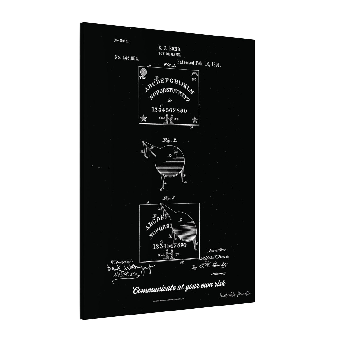 Ouija Board Patent Print (1891) – Gothic Spirit Board Canvas Wall Art