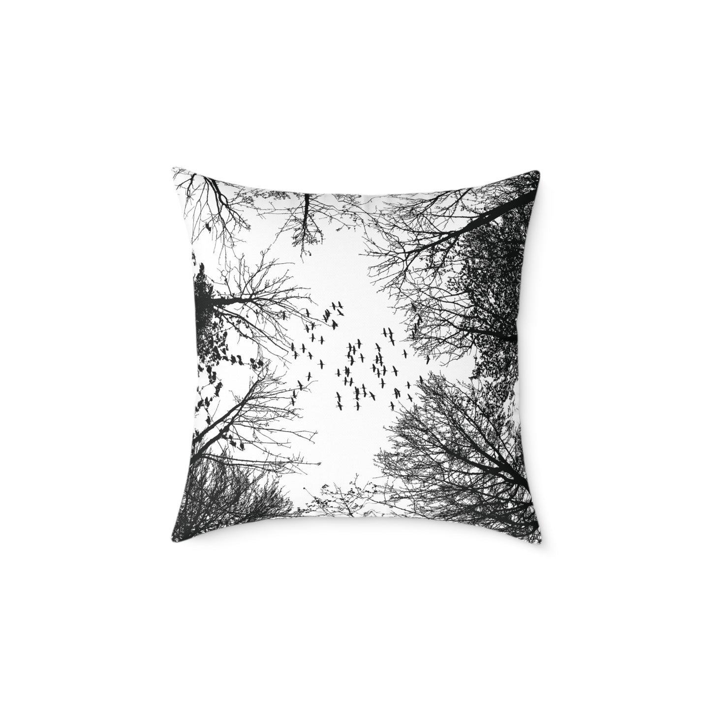Look Up β Birds in Flight Tree Tops Silhouette Throw Pillow for Dreamers & Forestcore Souls - Canvas Throw Pillow Decor