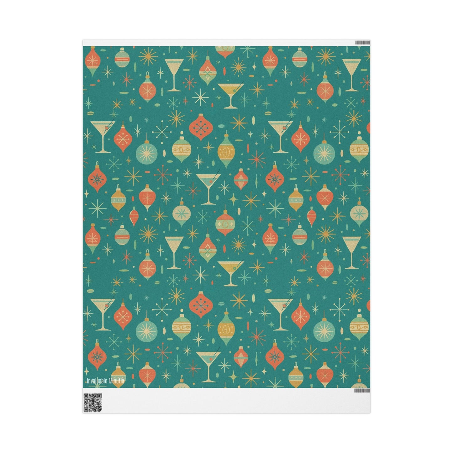 Atomic Christmas Cocktail – Mid-Century Holiday Wrapping Paper, Retro Martini Gift Wrap, 30" Roll (Matte/Gloss)