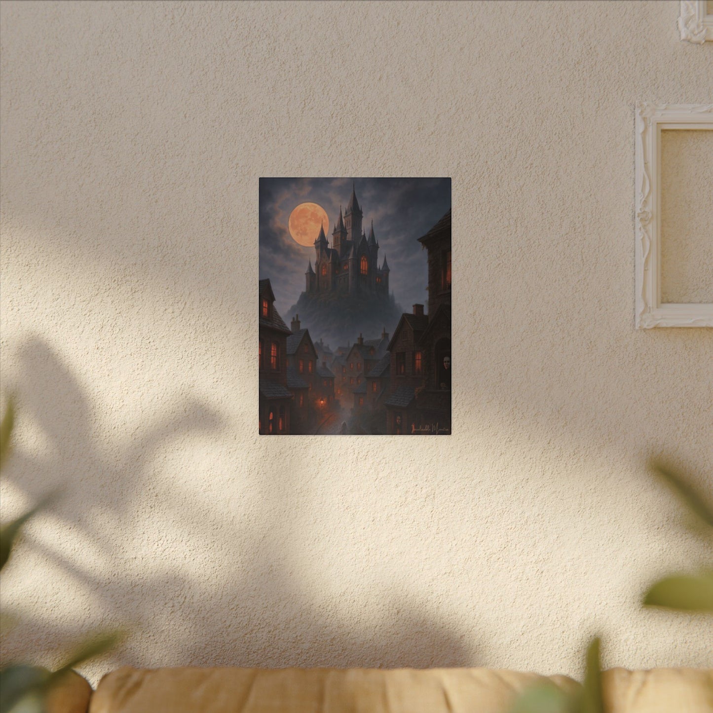 Haunted Hilltop Castle Canvas Print – Gothic Halloween Wall Art for Spooky Season Decor
