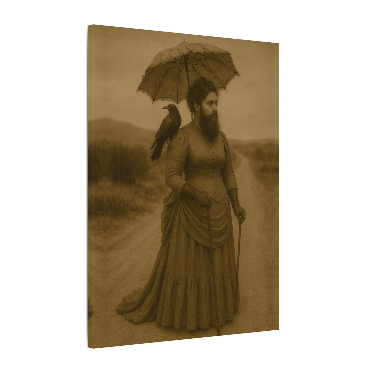 Bearded Lady with Crow β Matte Canvas Print (Gallery-Wrapped) 0.75"