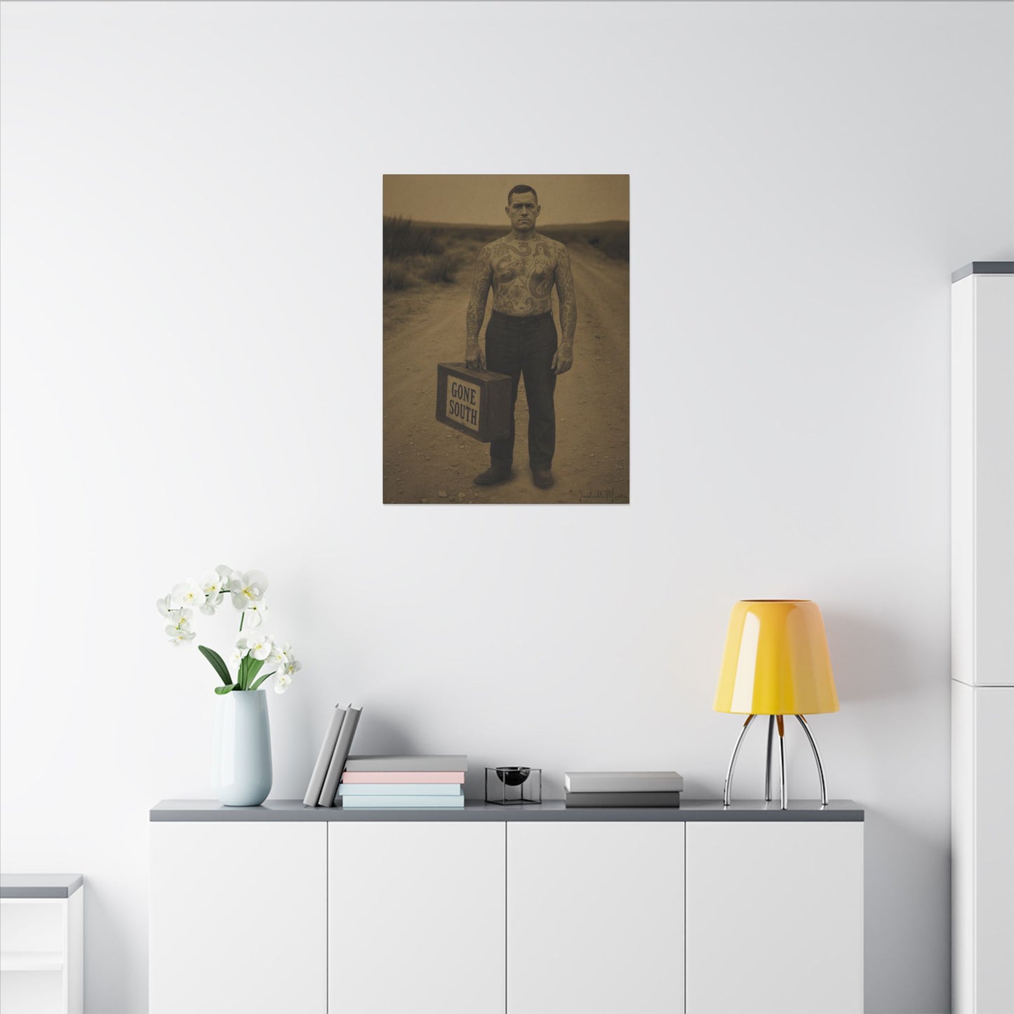 The Tattooed Man – Matte Canvas Print (Gallery-Wrapped) 0.75" – Vintage Circus-Inspired Canvas Wall Art