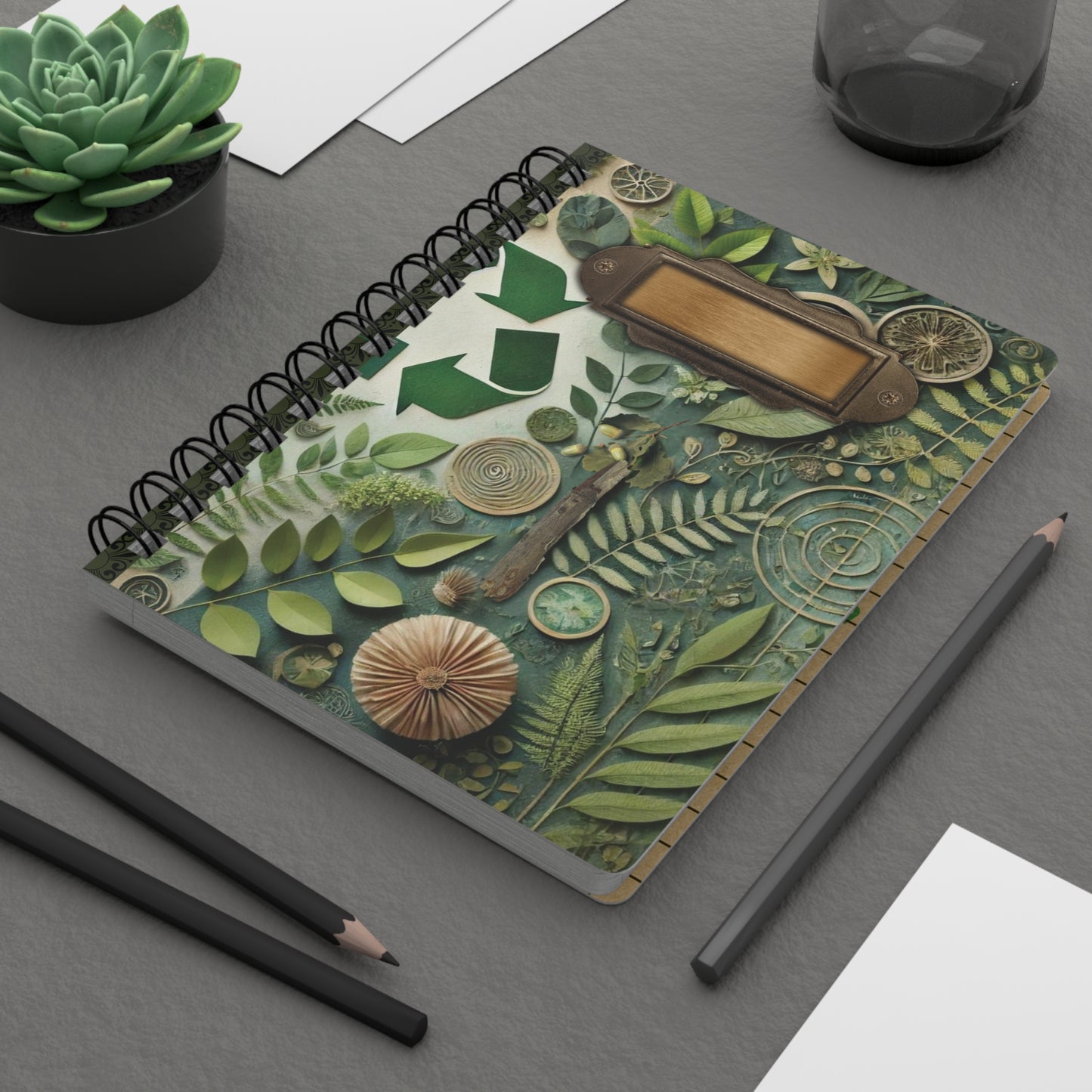Eco-Friendly Spiral Bound Journal | Recycled Paper Notebook | Nature Design Diary | Sustainable 5x7 Planner | Earth Day Gift - Hard Cover