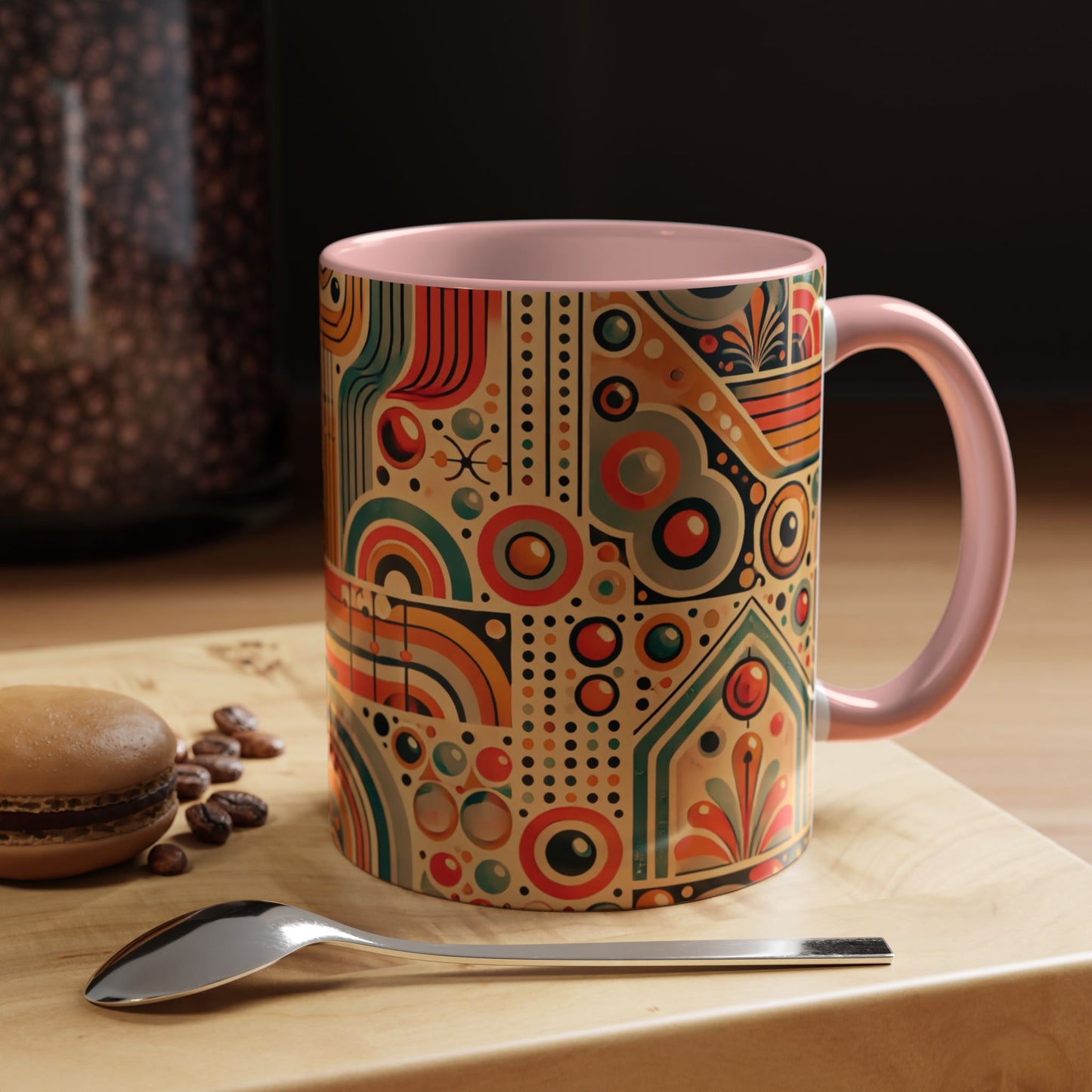 πΏ Retro Boho Accent Coffee Mug | 11oz & 15oz Ceramic Cup | Custom Colors Available
