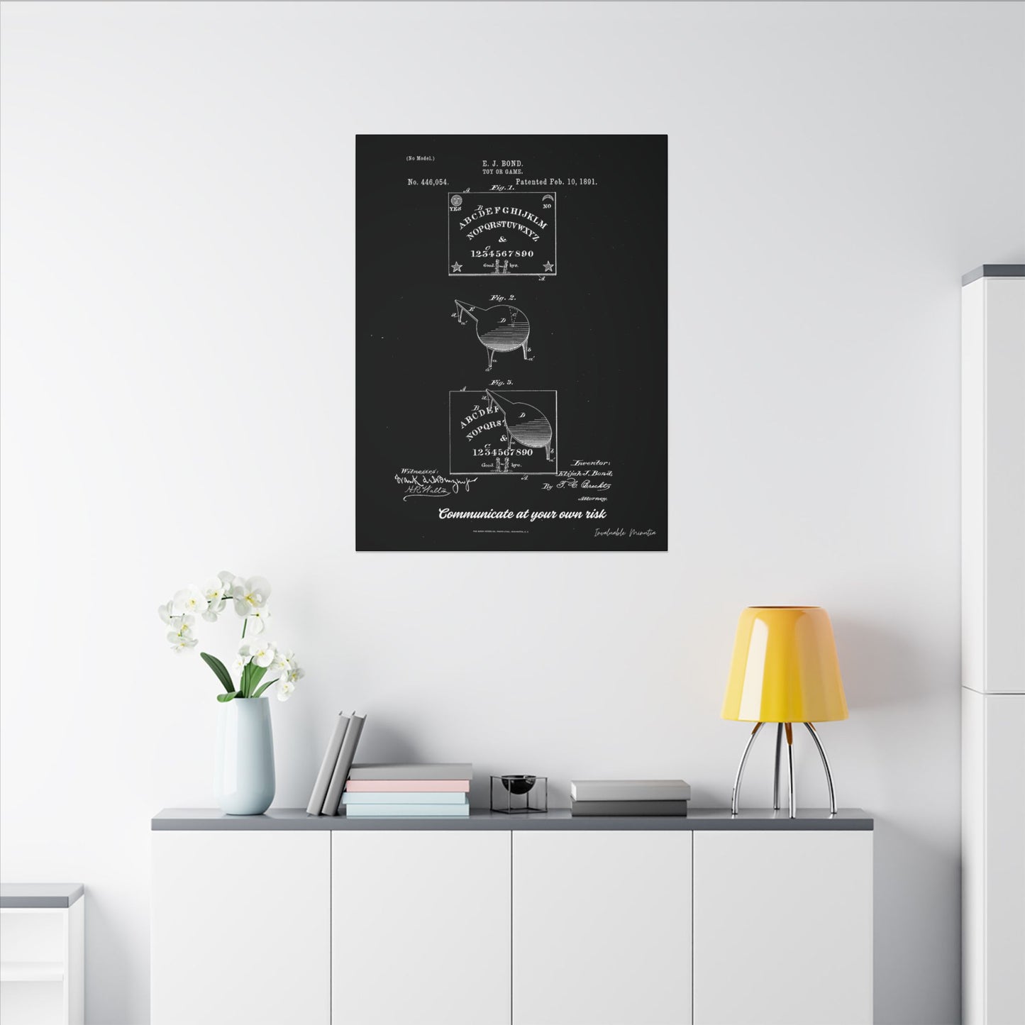 Ouija Board Patent Print (1891) – Gothic Spirit Board Canvas Wall Art