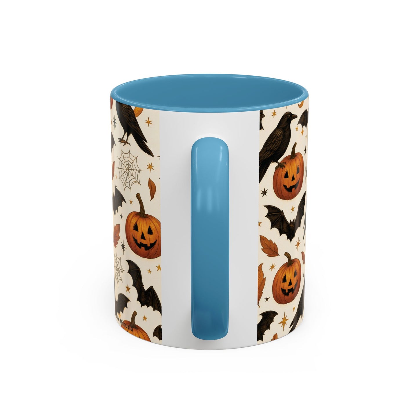 Halloween Raven & Pumpkin Color Accent Mug β Gothic Crow, Bats & Jack-oβ-Lantern Coffee Cup (11oz & 15oz) β Spooky Autumn Drinkware