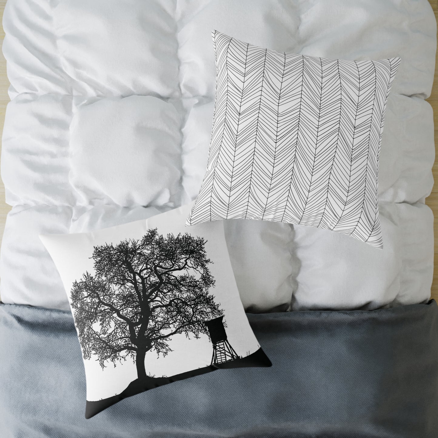 Lone Tree & Water Tower Silhouette Throw Pillow β Dark Countrycore Accent for Moody Spaces Home Decor Throw Pillows