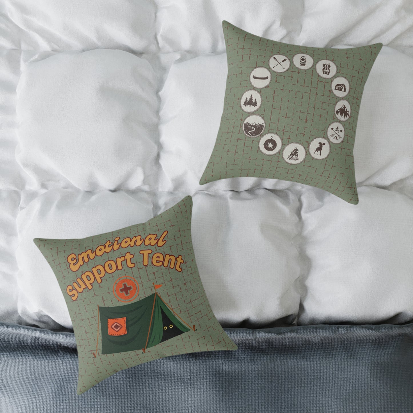 Fun Camping Decor Pillow - Emotional Support Tent β Boutique Canvas Throw Pillow