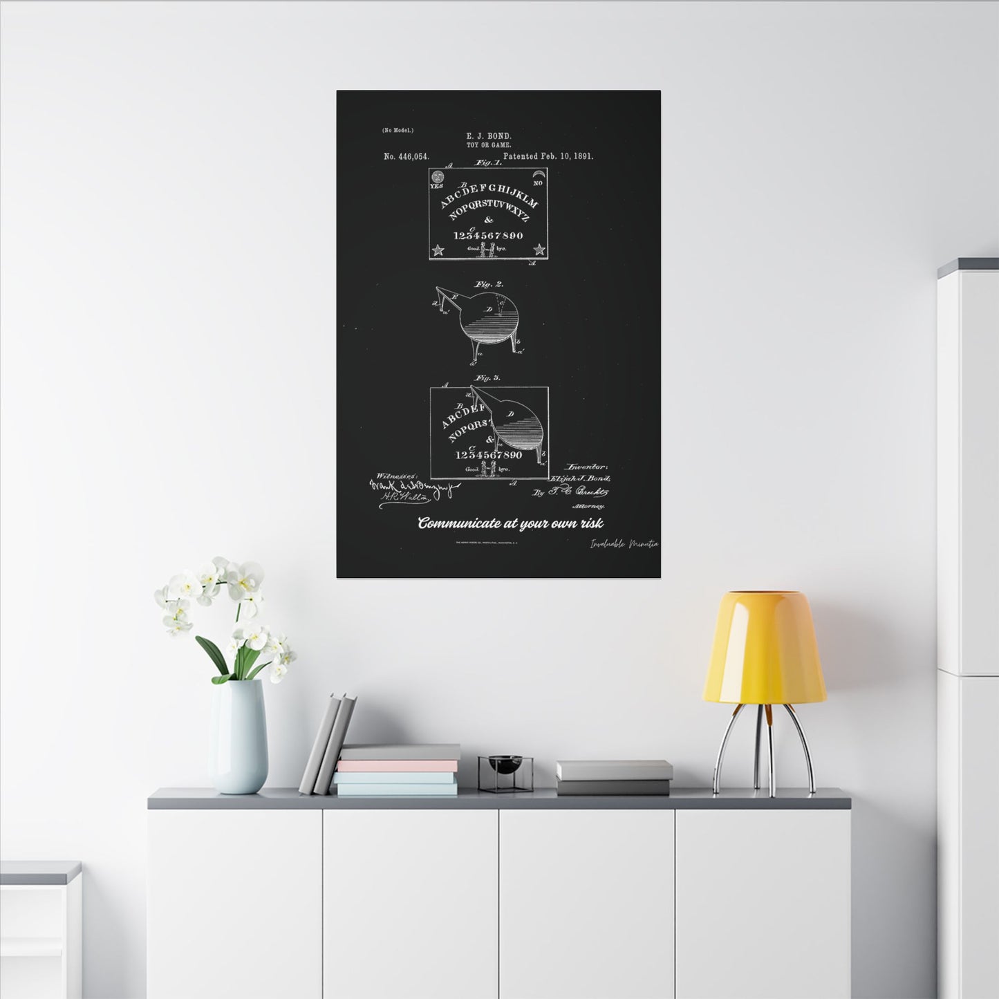 Ouija Board Patent Print (1891) – Gothic Spirit Board Canvas Wall Art
