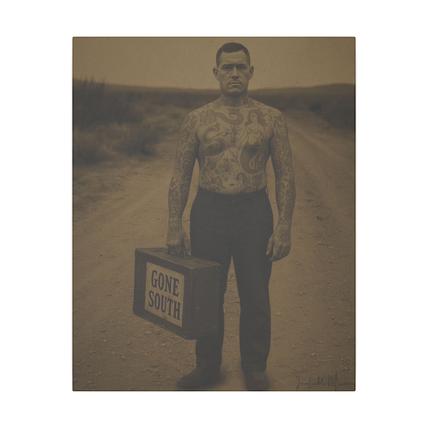 The Tattooed Man – Matte Canvas Print (Gallery-Wrapped) 0.75" – Vintage Circus-Inspired Canvas Wall Art